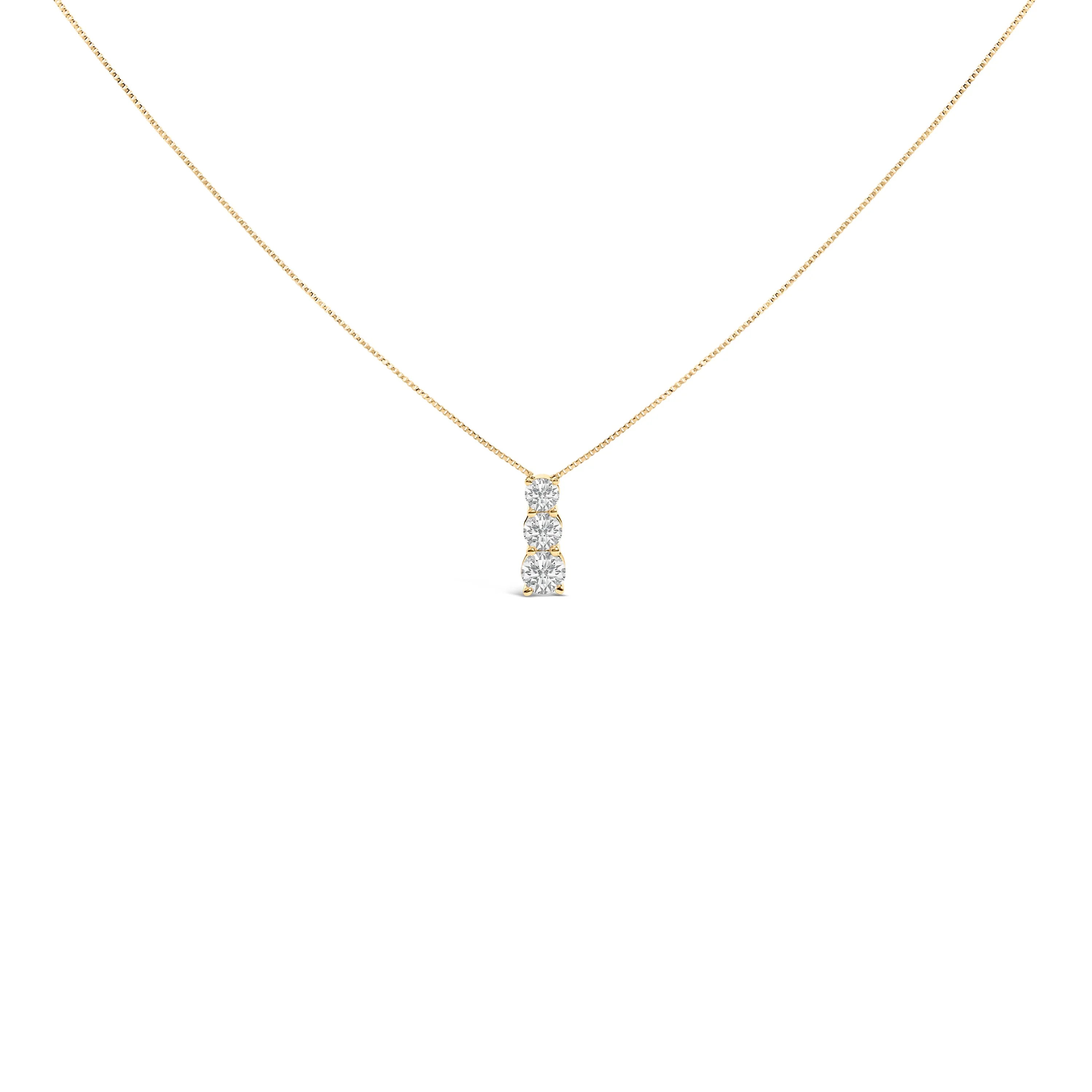 14K White Gold 1/2 Cttw Lab Grown Diamond Three Stone Pendant Necklace - Image 4