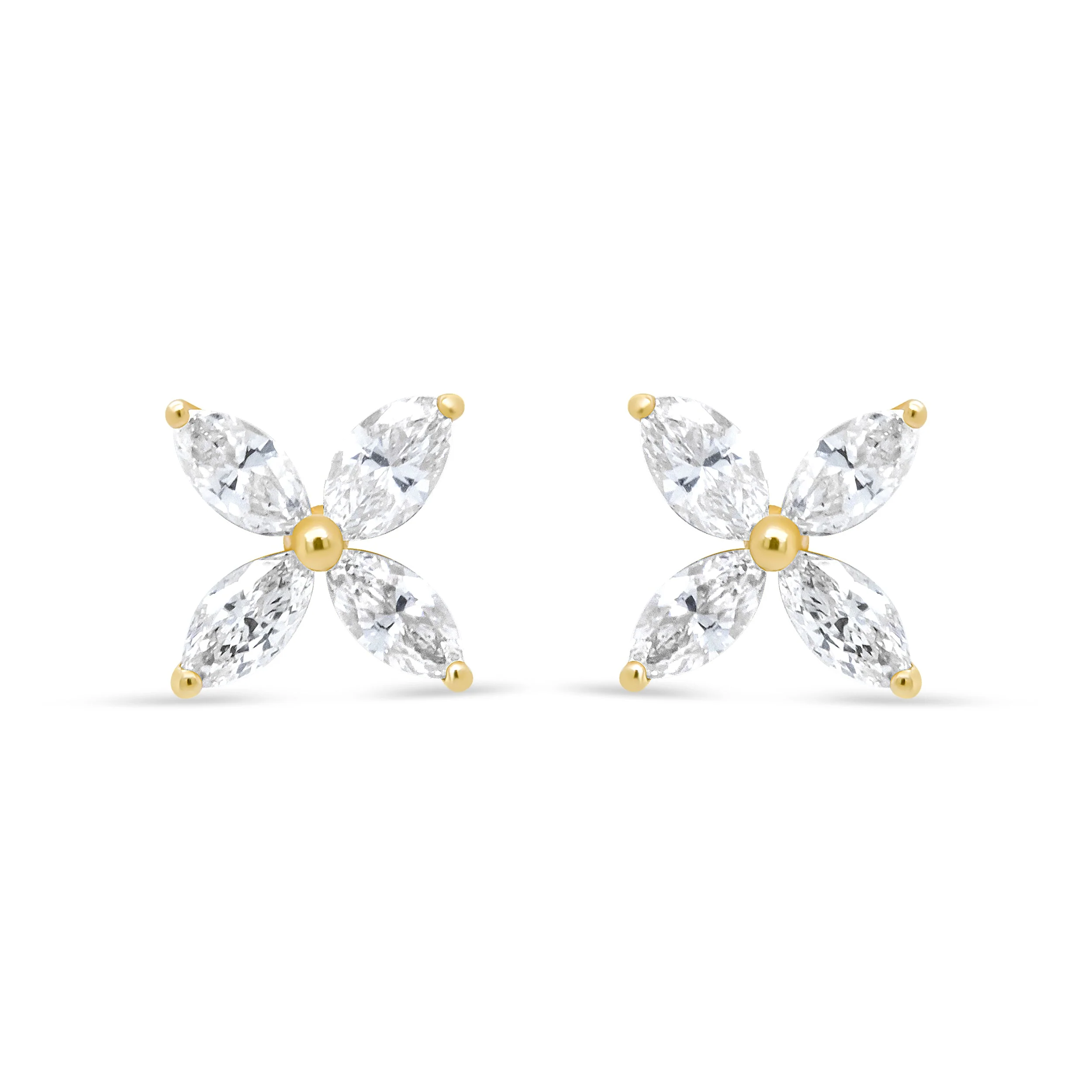 14K White Gold 1/2 Cttw Marquise Diamond 8 Stone Floral Leaf Stud Earrings (H-I Color, SI1-SI2 Clarity) - Image 16