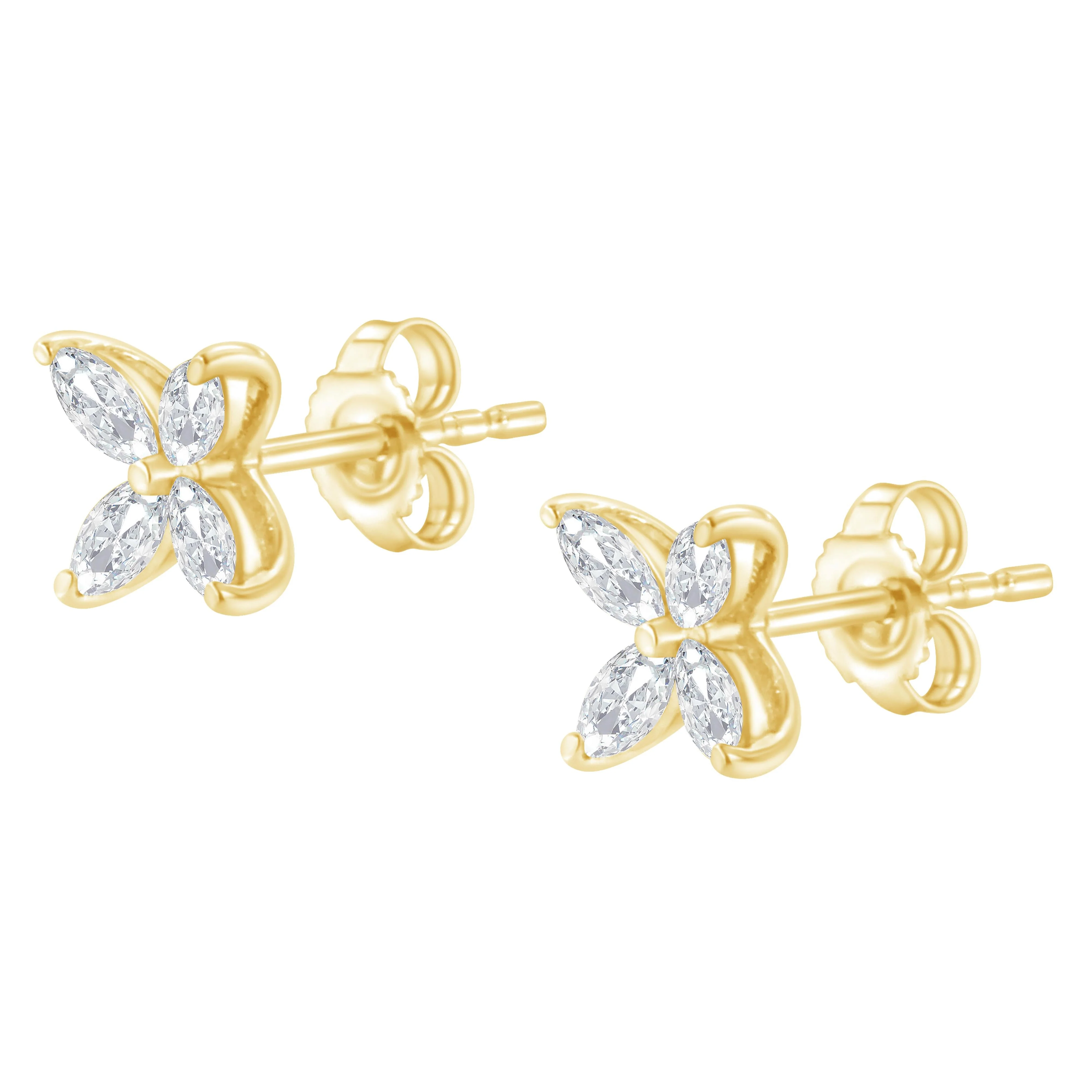14K White Gold 1/2 Cttw Marquise Diamond 8 Stone Floral Leaf Stud Earrings (H-I Color, SI1-SI2 Clarity) - Image 8