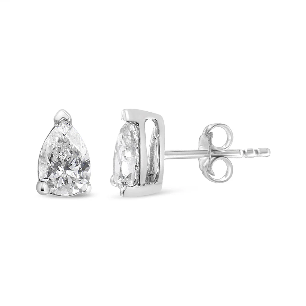 14K White Gold 1/2 Cttw Pear Shape Solitaire Lab Grown Diamond Stud Earrings (F-G Color, VS2-SI1 Clarity) - Image 7