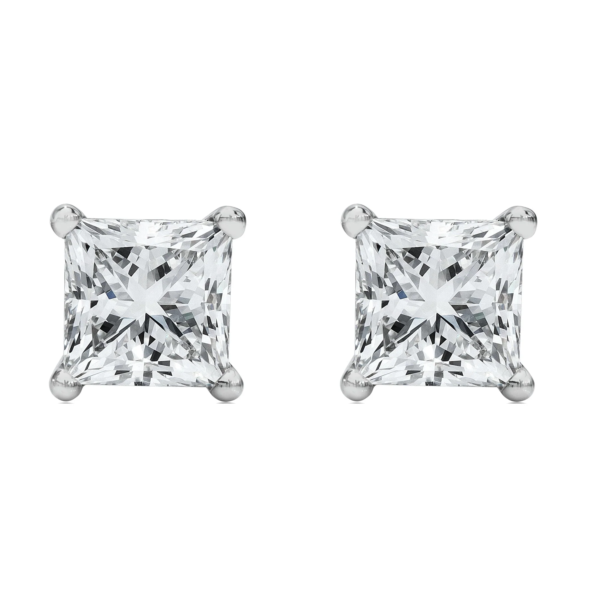 14K White Gold 1/2 Cttw Princess Cut Lab Grown Diamond Solitaire Stud Earrings (F-G Color, VS2-SI1 Clarity) - Image 2