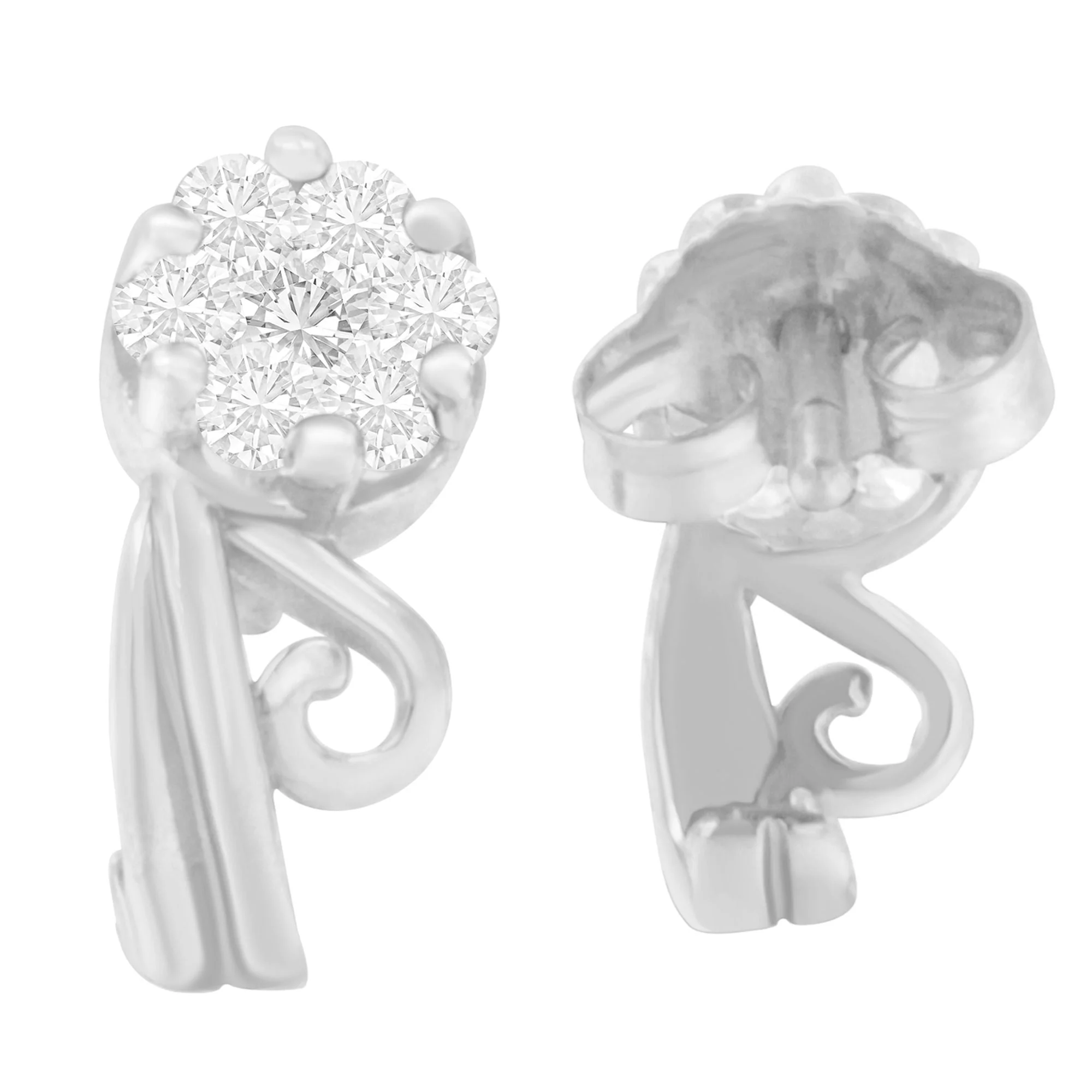 14K White Gold 1/2 cttw Round Cut Diamond Earrings (H-I, I1-I2) - Image 6
