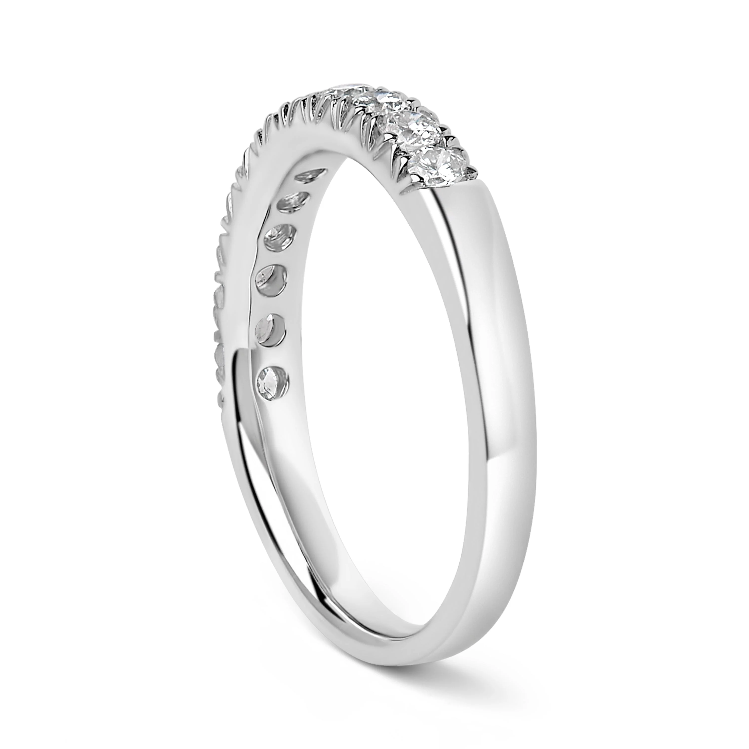 14K White Gold 1/2 Cttw Round Diamond 11 Stone Classic Band - Image 4