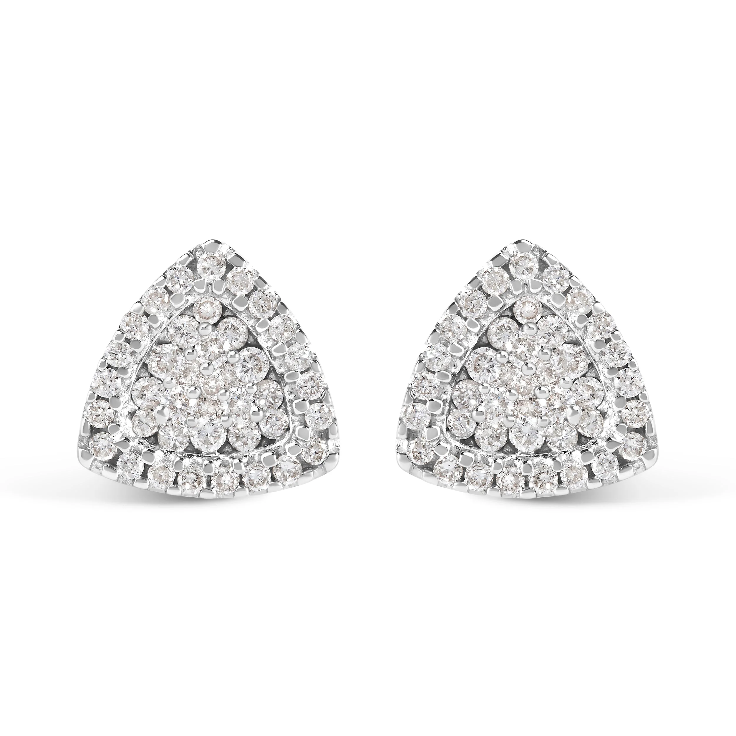 14K White Gold 1/2 cttw Trillion Shaped Diamond Stud Earrings (H-I Clarity, SI2-I1 Color) - Image 4