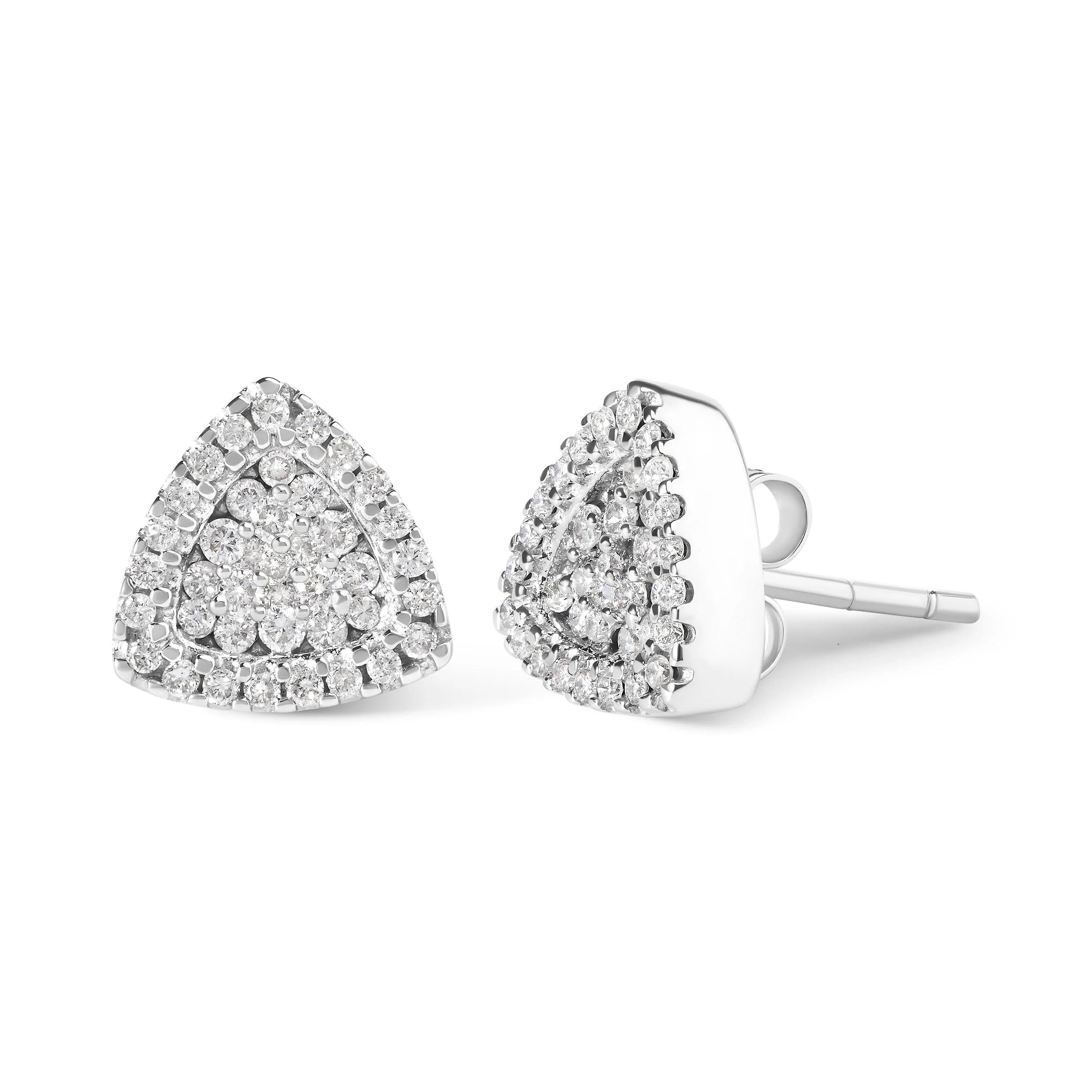 14K White Gold 1/2 cttw Trillion Shaped Diamond Stud Earrings (H-I Clarity, SI2-I1 Color) - Image 5