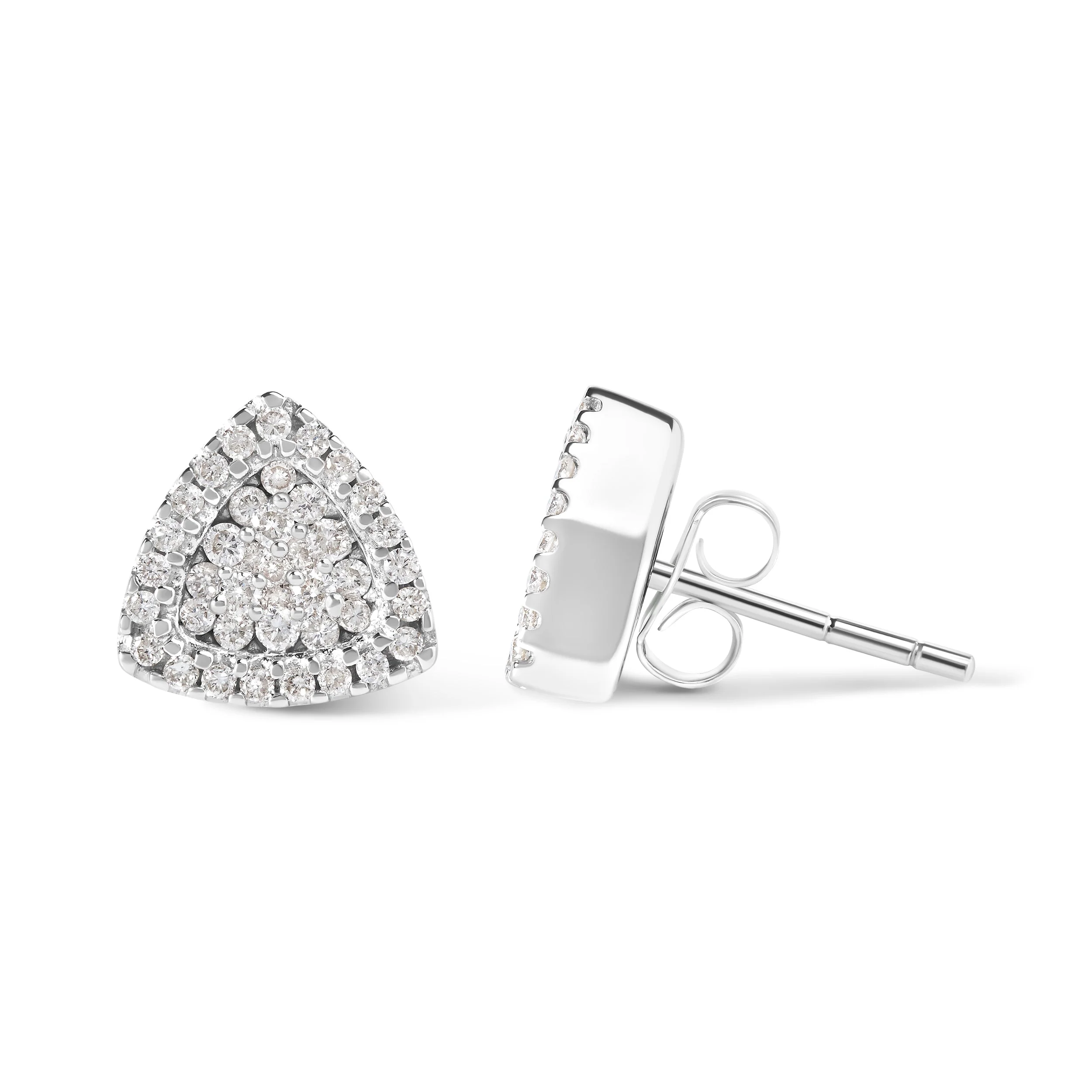 14K White Gold 1/2 cttw Trillion Shaped Diamond Stud Earrings (H-I Clarity, SI2-I1 Color) - Image 6