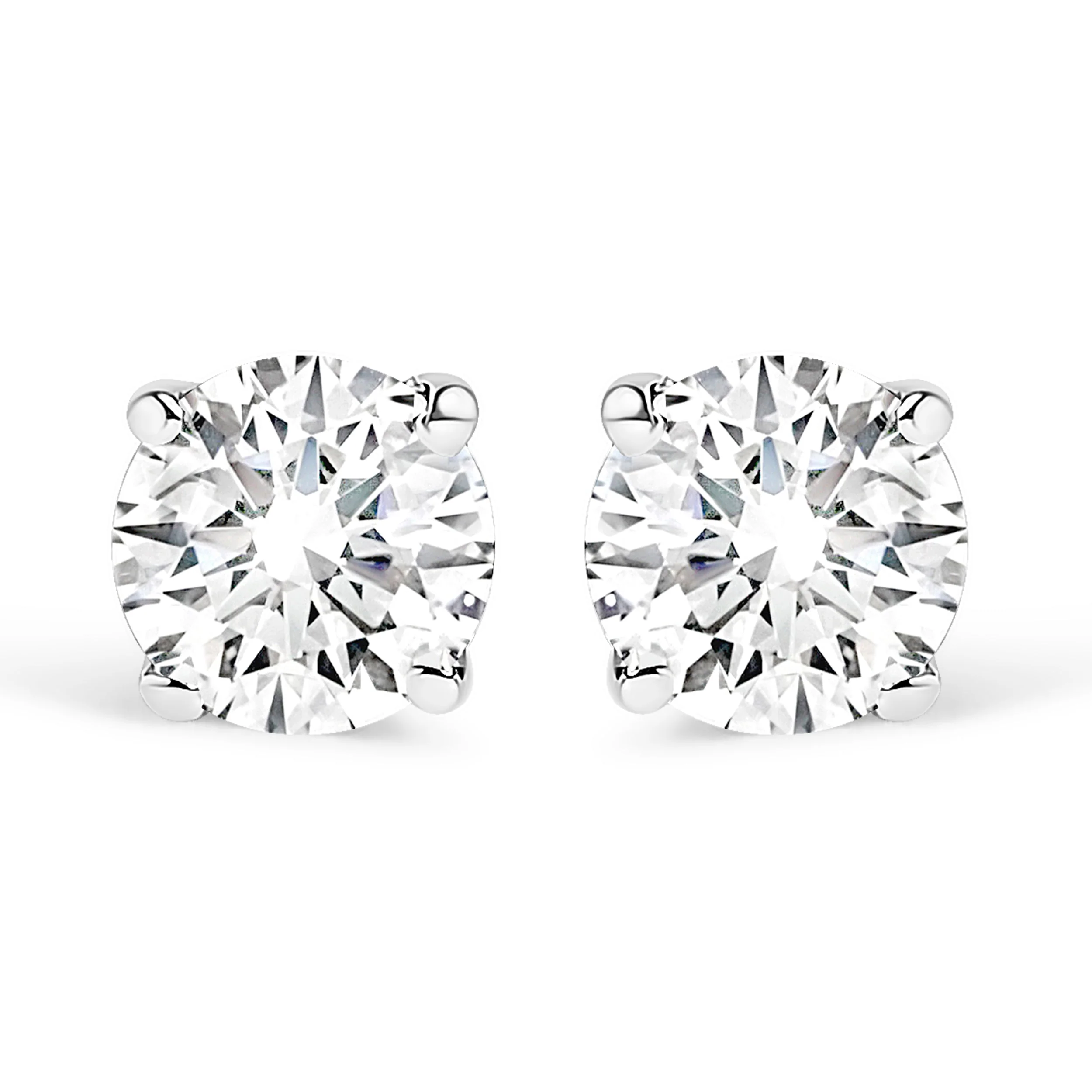 14K White Gold 1/3 Cttw Round Brilliant-Cut Near Colorless Diamond Classic 4-Prong Stud Earrings (J-K Color, I1-I2 Clarity) - Image 4