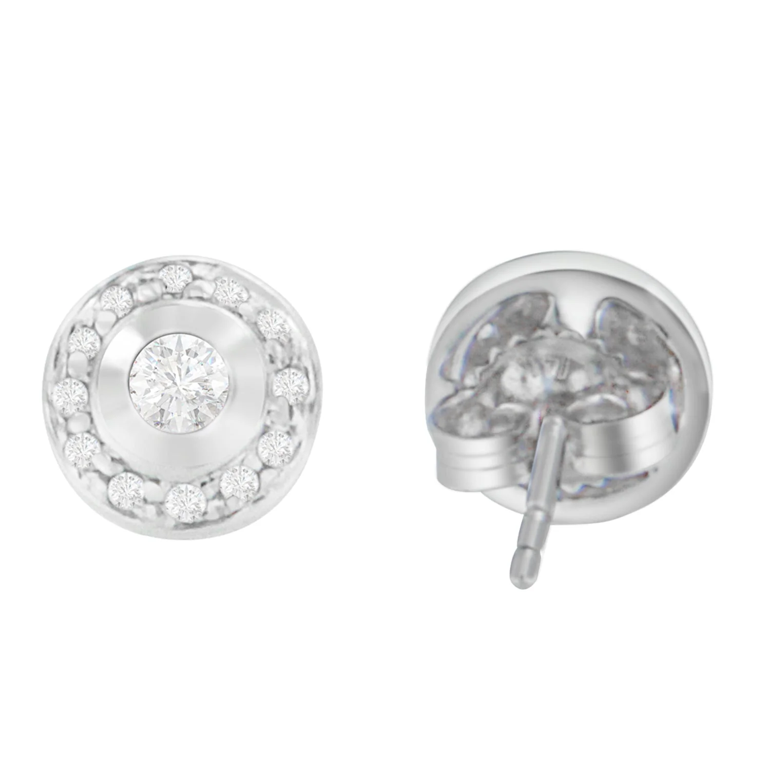 14K White Gold 1/3 cttw Round Cut Diamond Earrings (H-I, SI2-I1) - Image 2