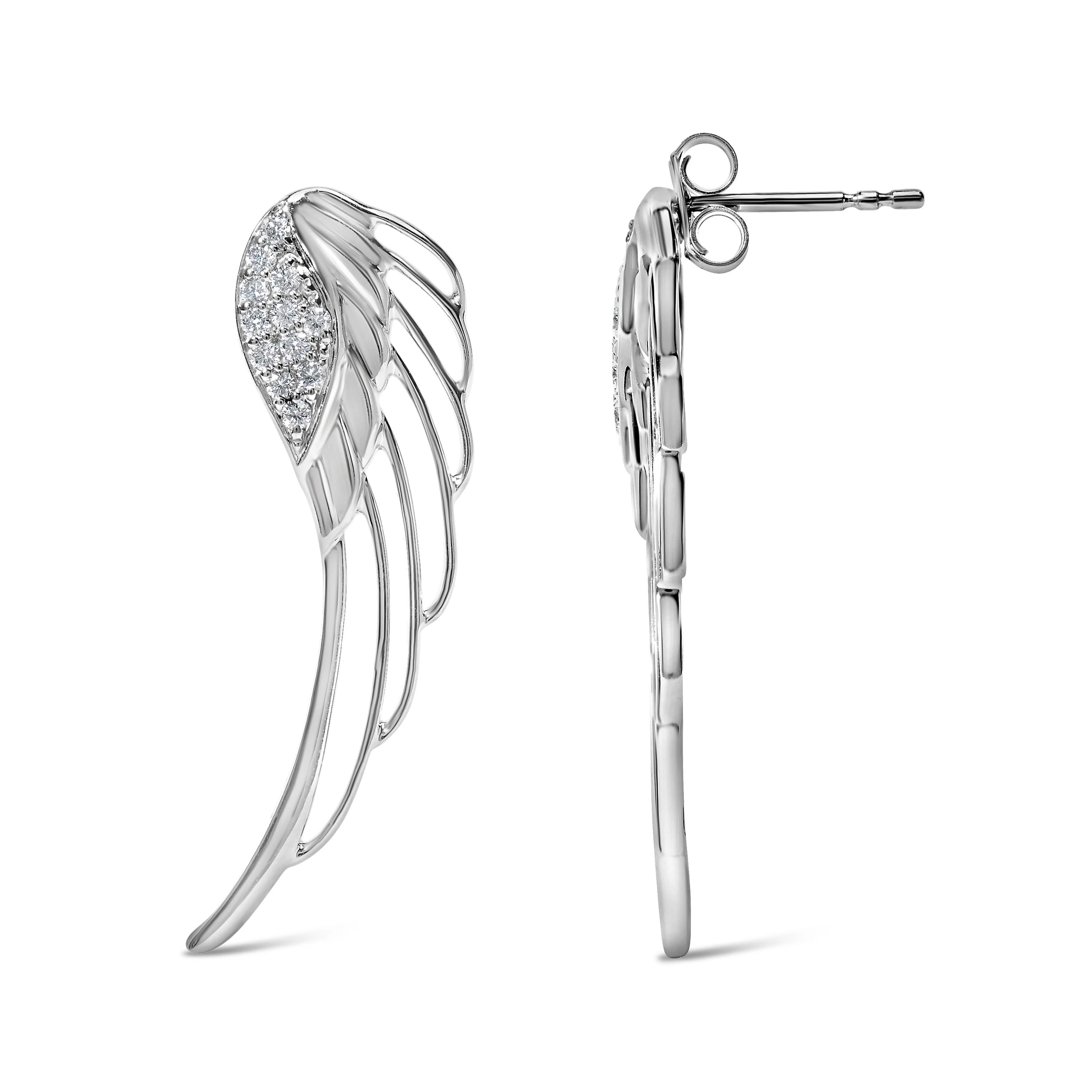 14K White Gold 1/4 Cttw Lab Grown Diamond Angel Wing Stud Earrings (F-G Color, VS1-VS2 Clarity) - Image 3
