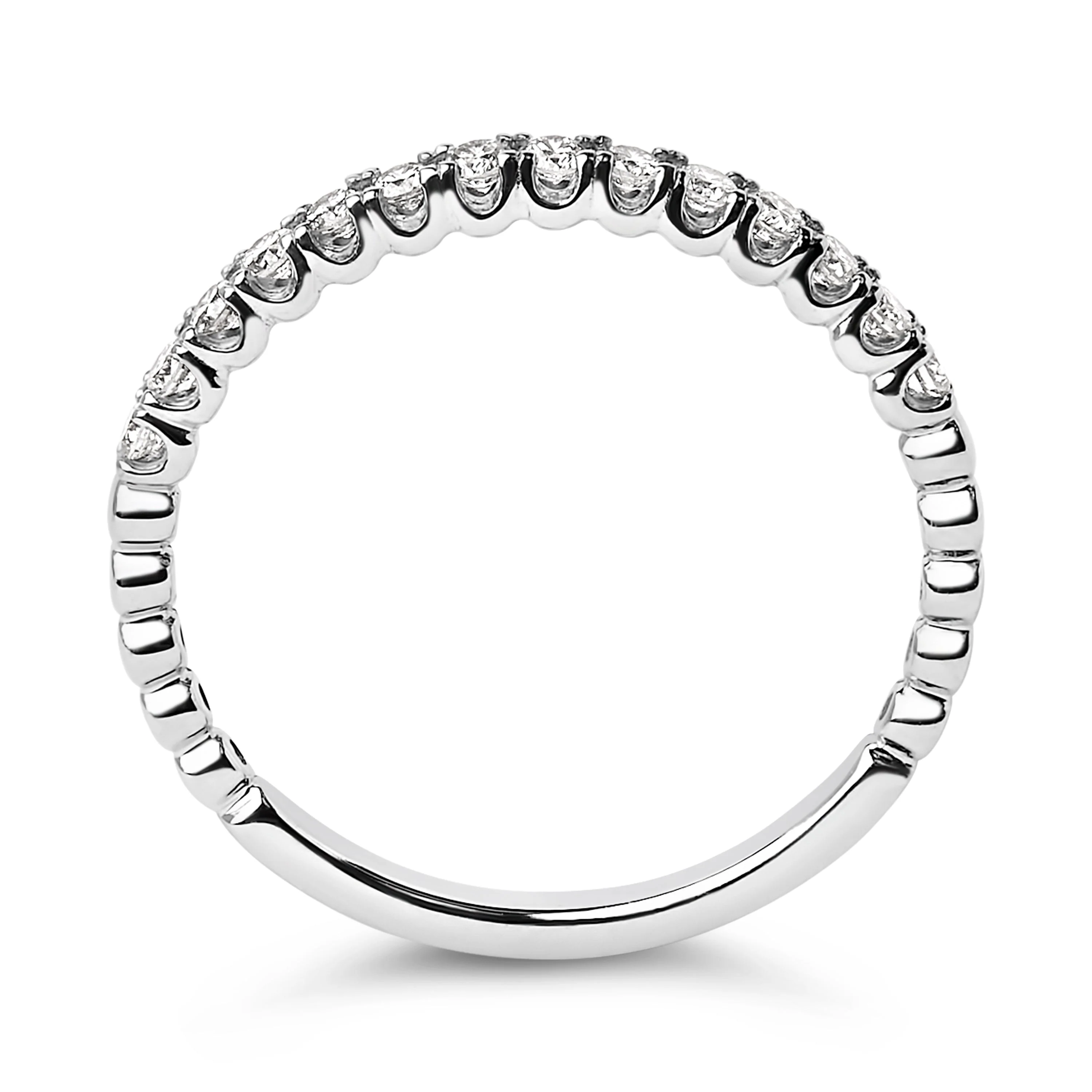 14K White Gold 1/4 Cttw Round Diamond Prong Set Wedding Band - Image 5