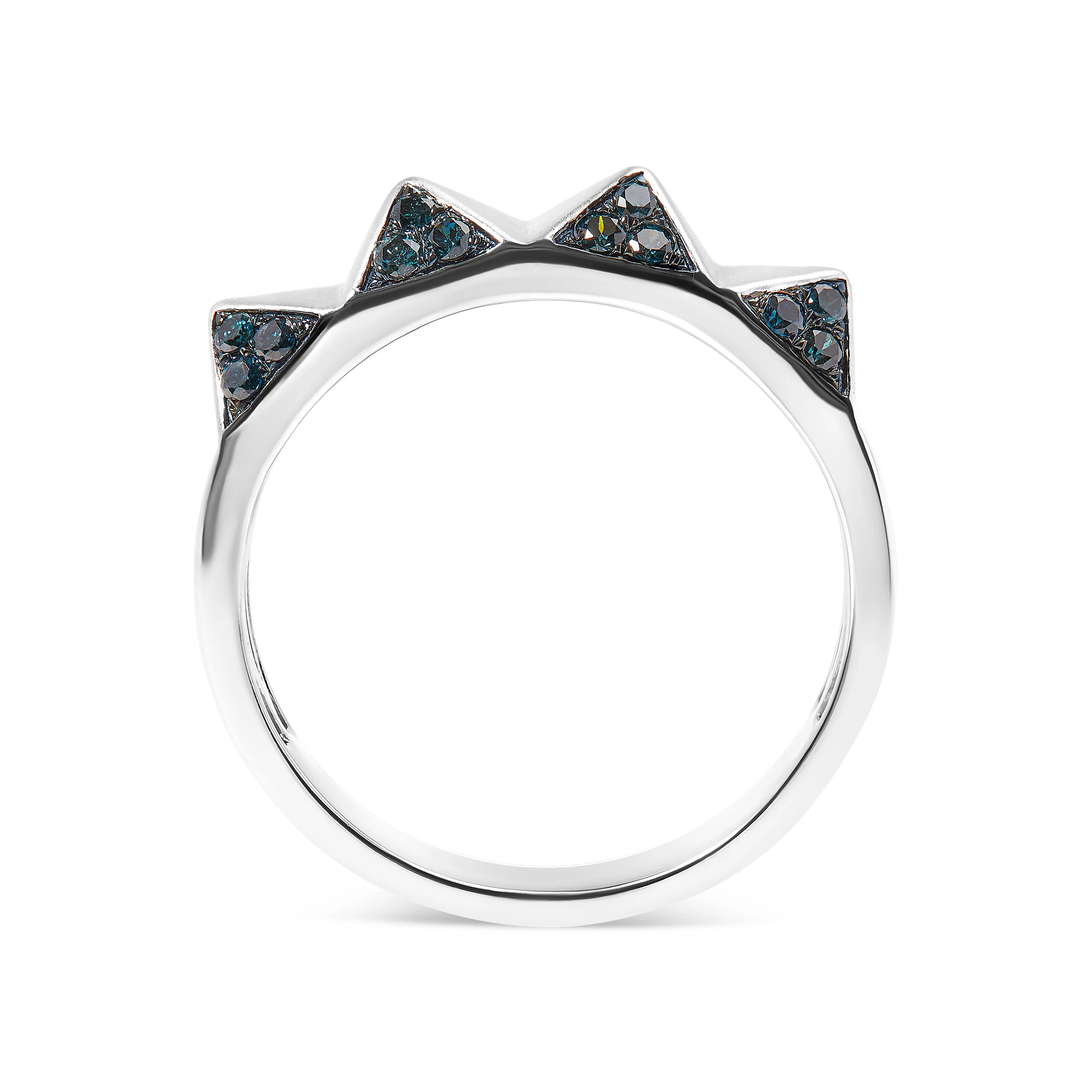 14K White Gold 1/4 Cttw Treated Blue Diamond Pyramid Band Ring (Blue Color, SI1-SI2 Clarity)- Size 7 - Image 2