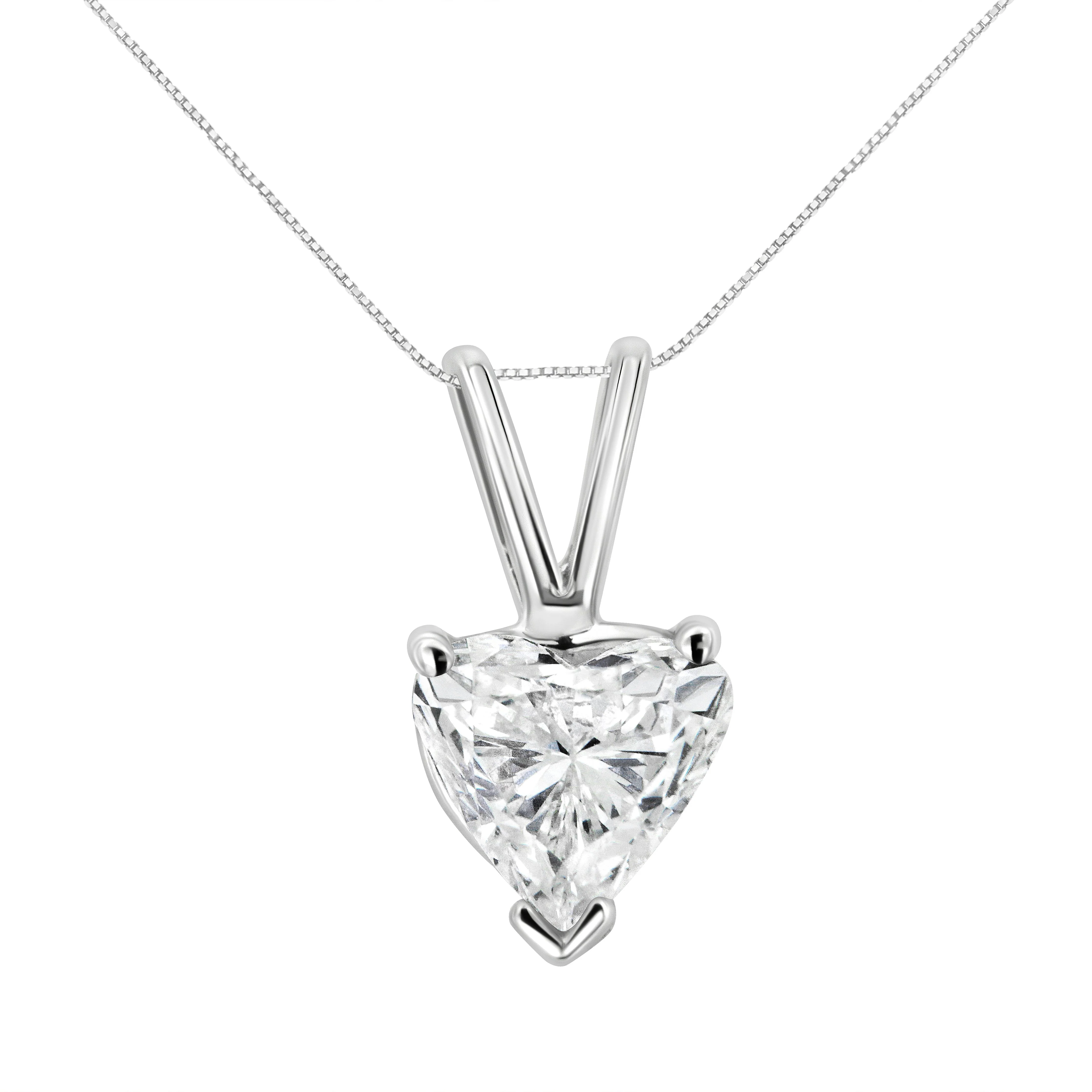 14K White Gold 1/5 Cttw 3-Prong Set Heart Shaped Solitaire Lab Grown Diamond 18" Pendant Necklace (F-G Color, VS2-SI1 Clarity) - Image 10