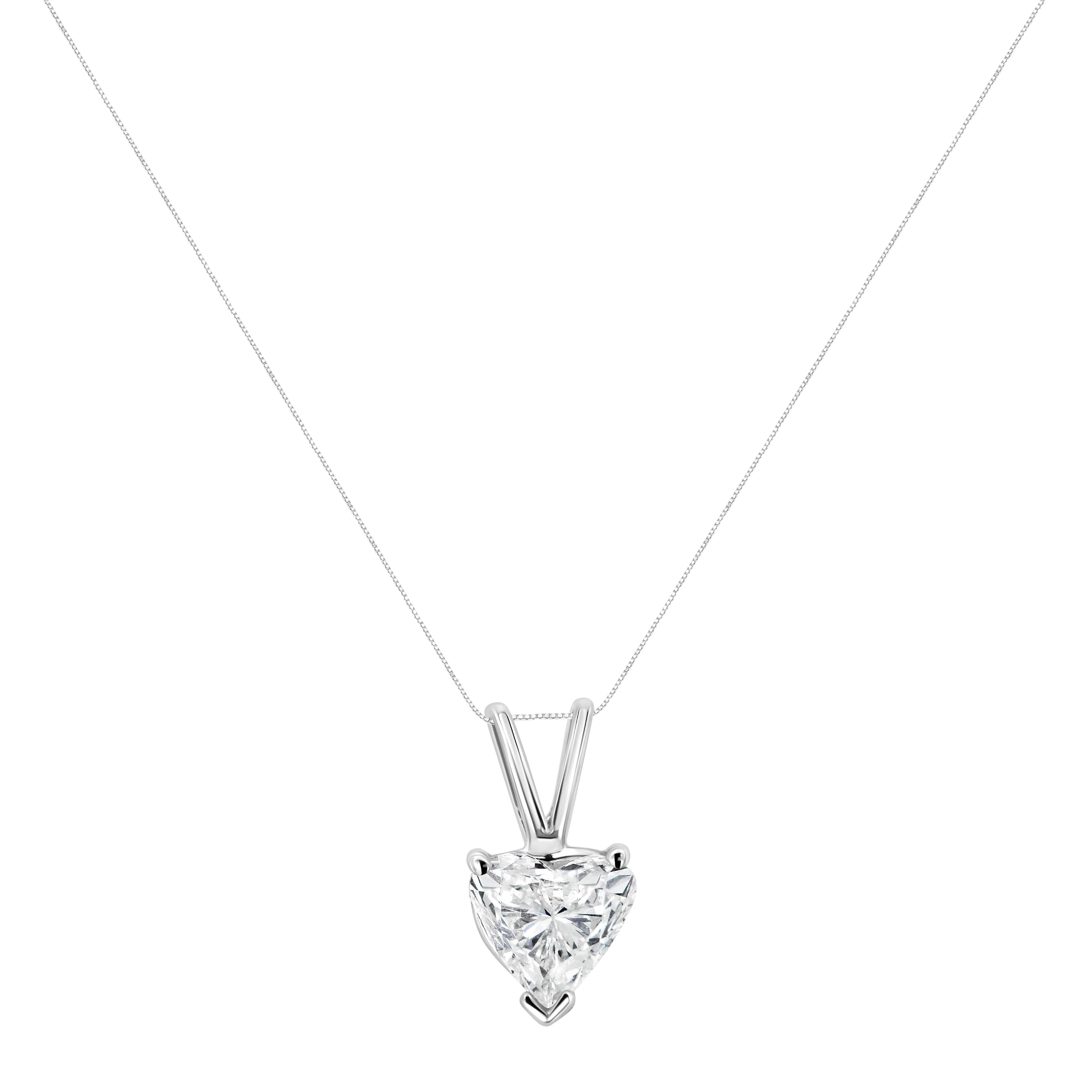 14K White Gold 1/5 Cttw 3-Prong Set Heart Shaped Solitaire Lab Grown Diamond 18" Pendant Necklace (F-G Color, VS2-SI1 Clarity) - Image 2