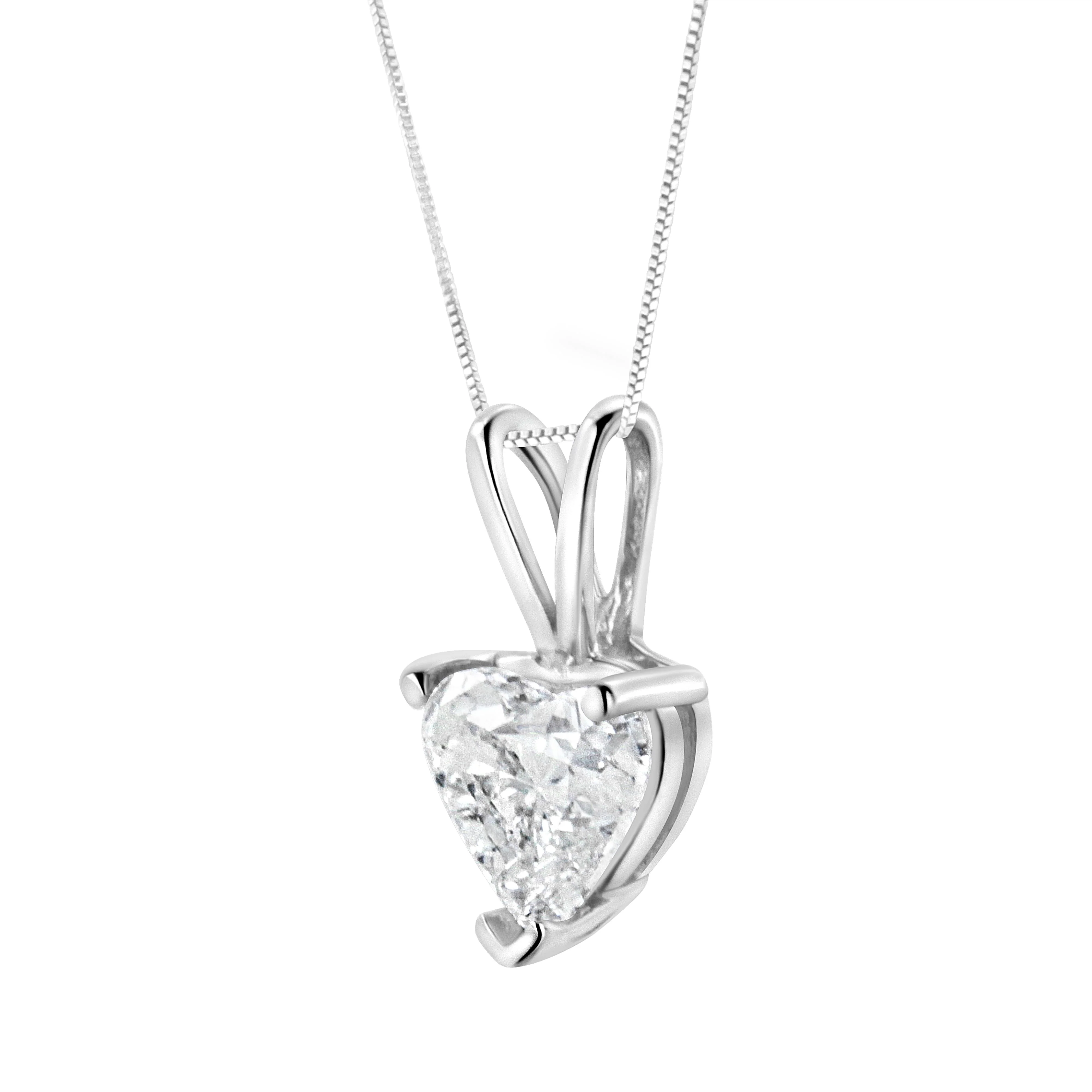14K White Gold 1/5 Cttw 3-Prong Set Heart Shaped Solitaire Lab Grown Diamond 18" Pendant Necklace (F-G Color, VS2-SI1 Clarity) - Image 3
