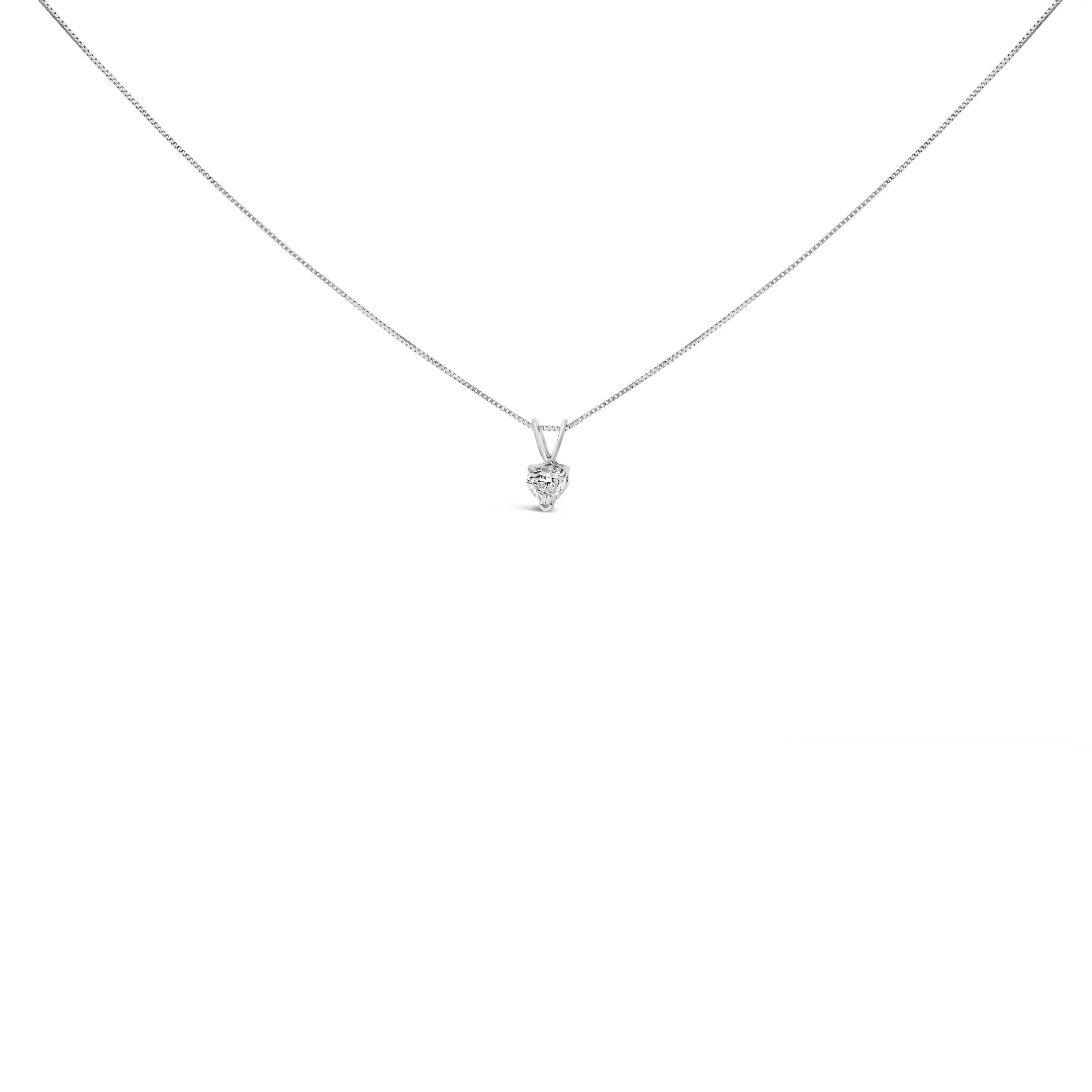 14K White Gold 1/5 Cttw 3-Prong Set Heart Shaped Solitaire Lab Grown Diamond 18" Pendant Necklace (F-G Color, VS2-SI1 Clarity) - Image 6