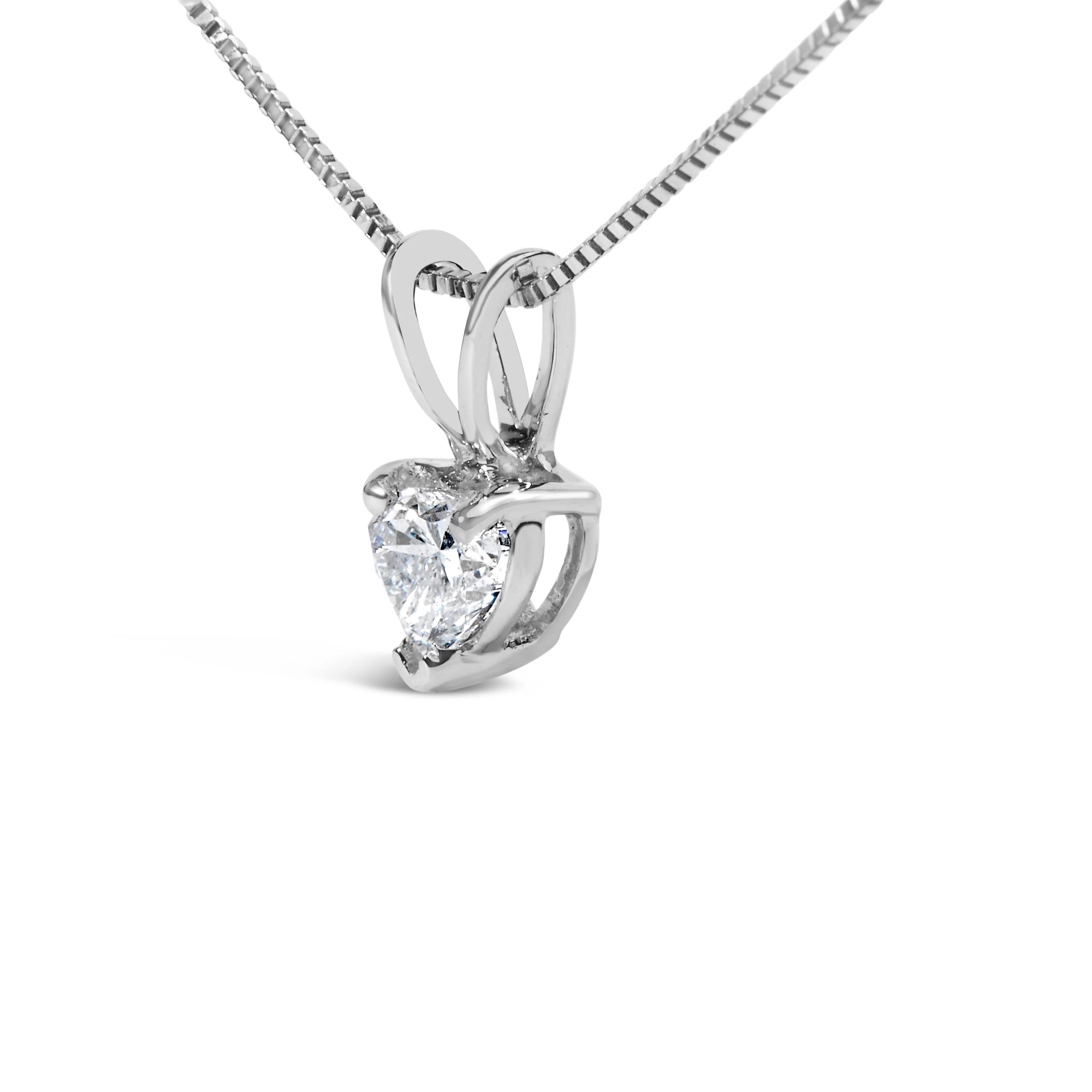 14K White Gold 1/5 Cttw 3-Prong Set Heart Shaped Solitaire Lab Grown Diamond 18" Pendant Necklace (F-G Color, VS2-SI1 Clarity) - Image 8