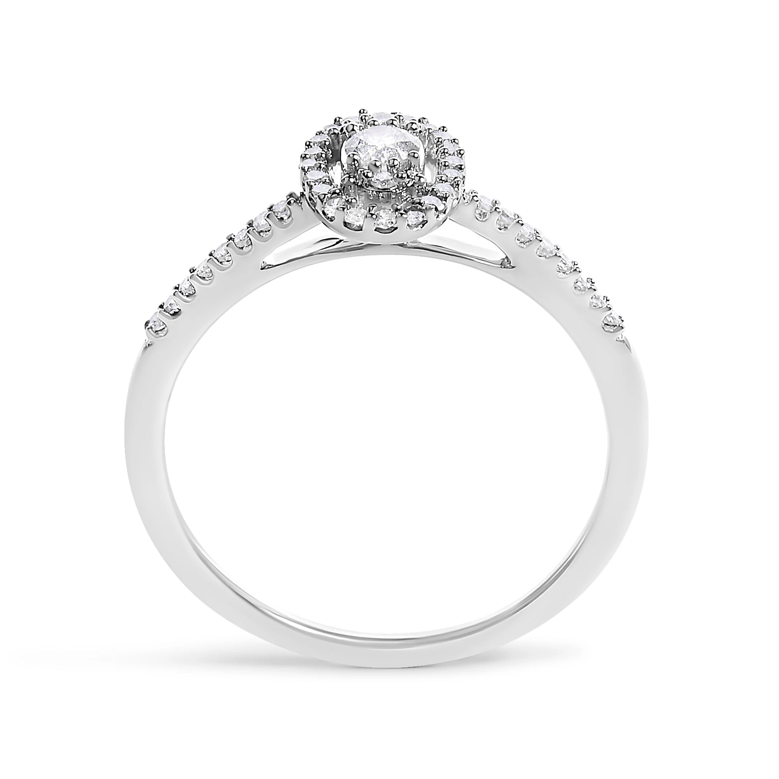 14K White Gold 1/5 Cttw Diamond Oval Shape With Halo Engagement Ring (H-I Color, I1-I2 Clarity) - Size 7 - Image 5
