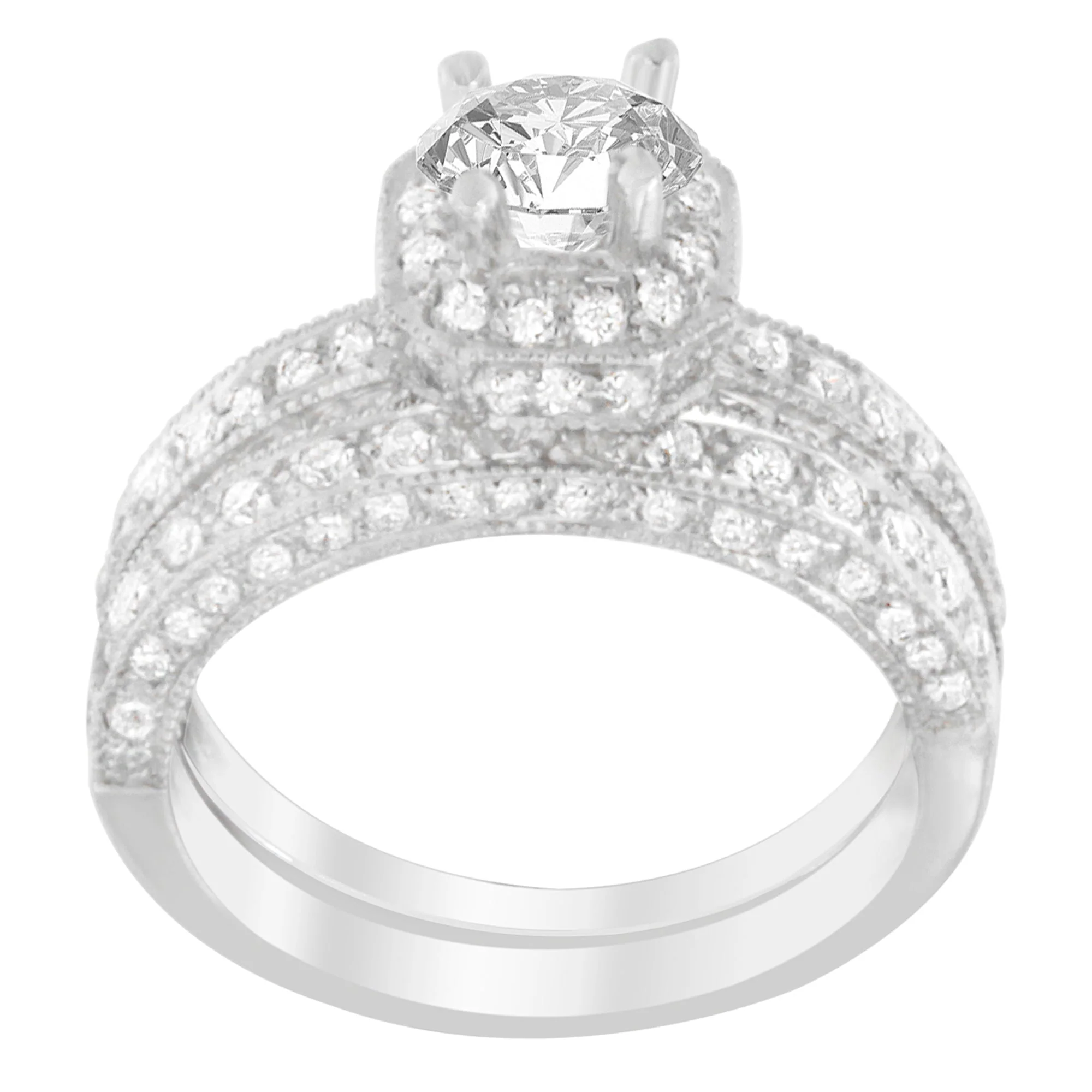 14K White Gold 1 ct. TDW Round Cut Diamond Ring (G-H, I1-I2) - Image 2