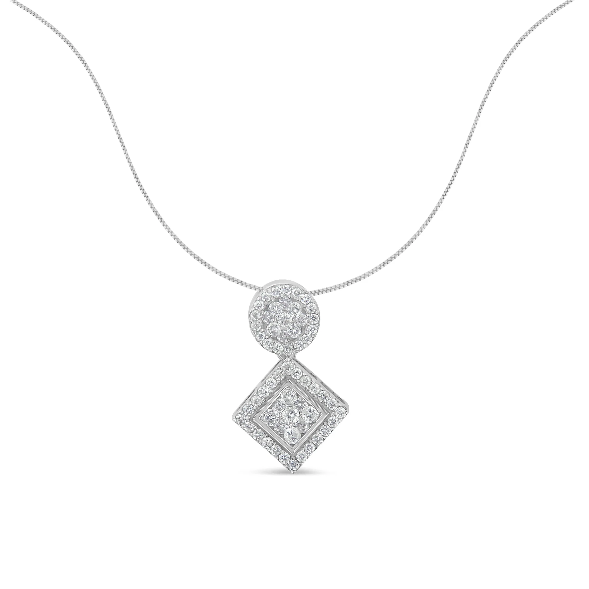 14K White Gold 1 cttw Diamond Pendant Necklace (H-I, I1-I2) - Image 2