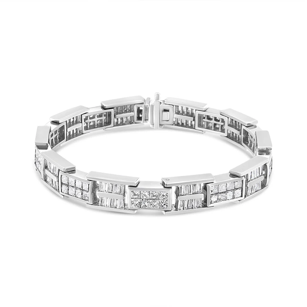 14K White Gold 10 5/8 Cttw Diamond Panel Link Bracelet - 7" Inches - Image 2