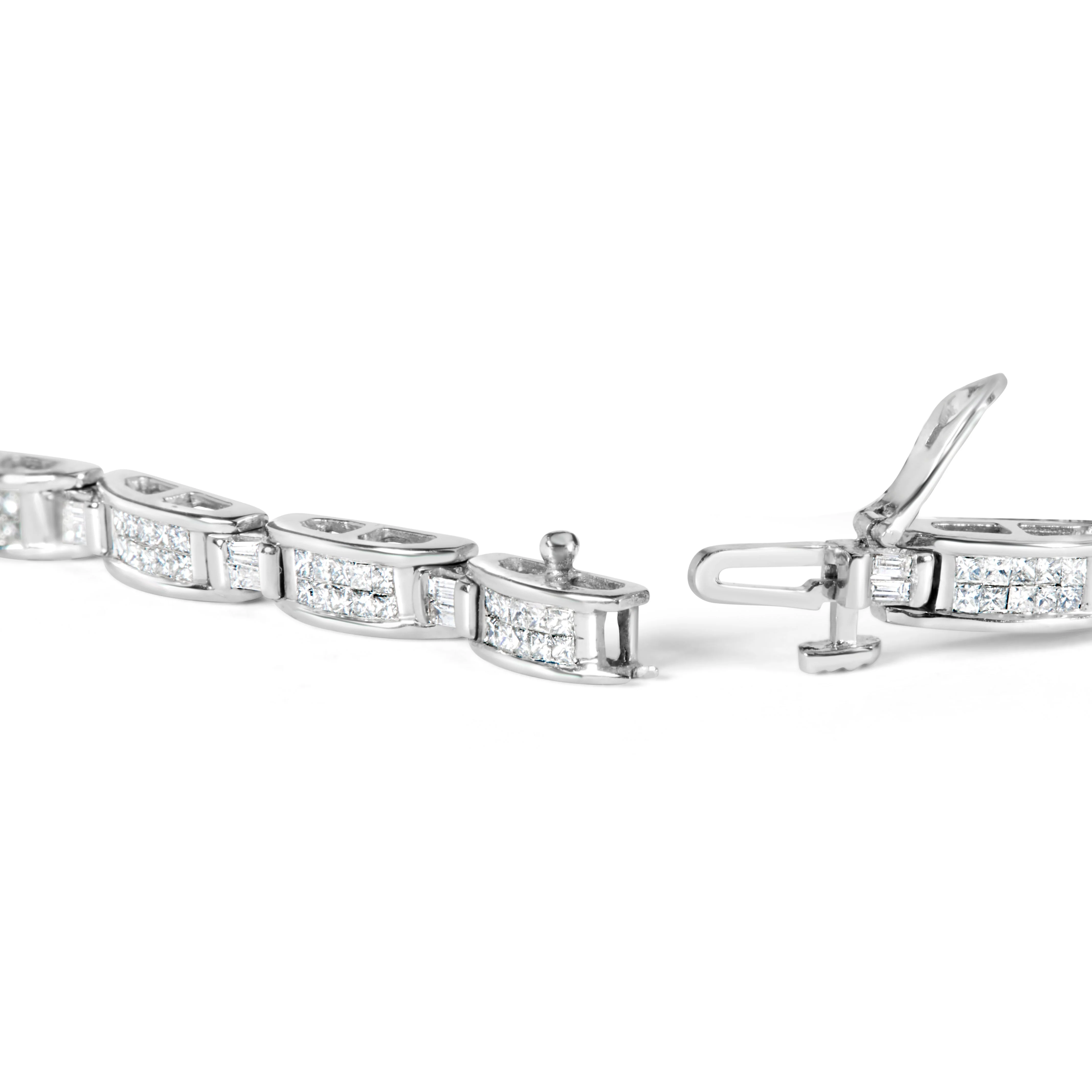14K White Gold 2.0 Cttw Baguette and Princess-Cut Diamond Tennis Bracelet (H-I Color, SI1-SI2 Clarity) - 7" - Image 2