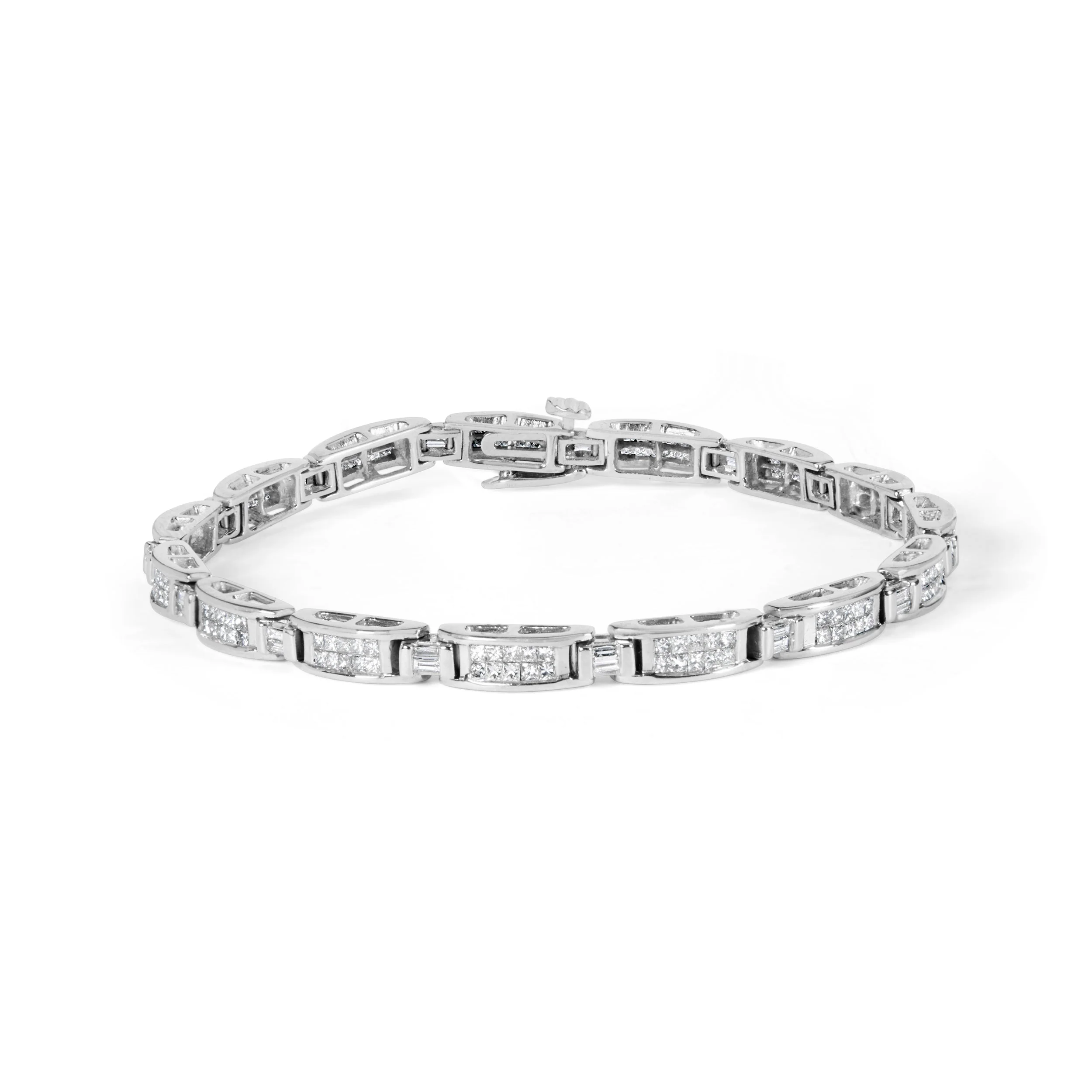 14K White Gold 2.0 Cttw Baguette and Princess-Cut Diamond Tennis Bracelet (H-I Color, SI1-SI2 Clarity) - 7" - Image 6