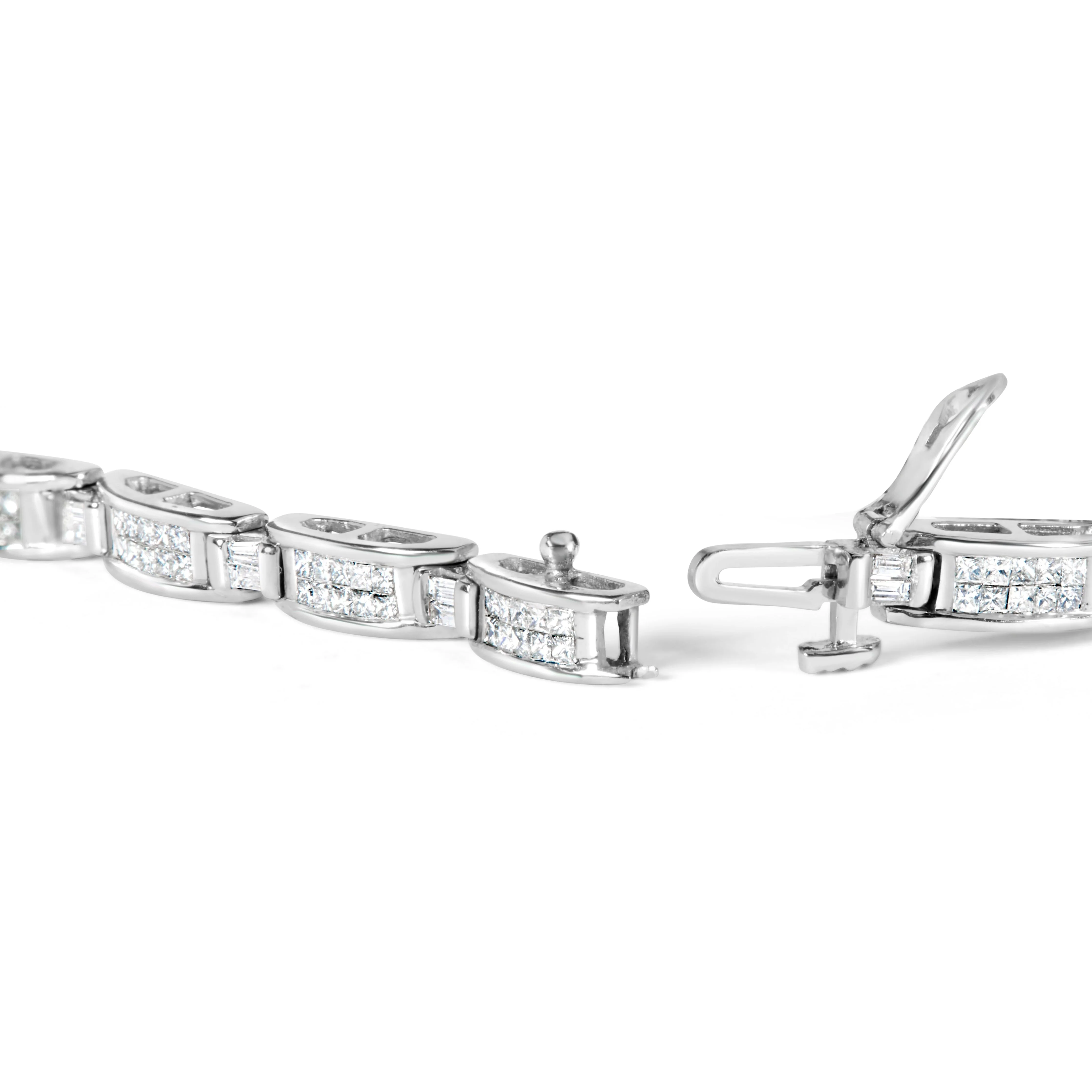 14K White Gold 2.0 Cttw Baguette and Princess-Cut Diamond Tennis Bracelet (H-I Color, SI1-SI2 Clarity) - 7" - Image 7