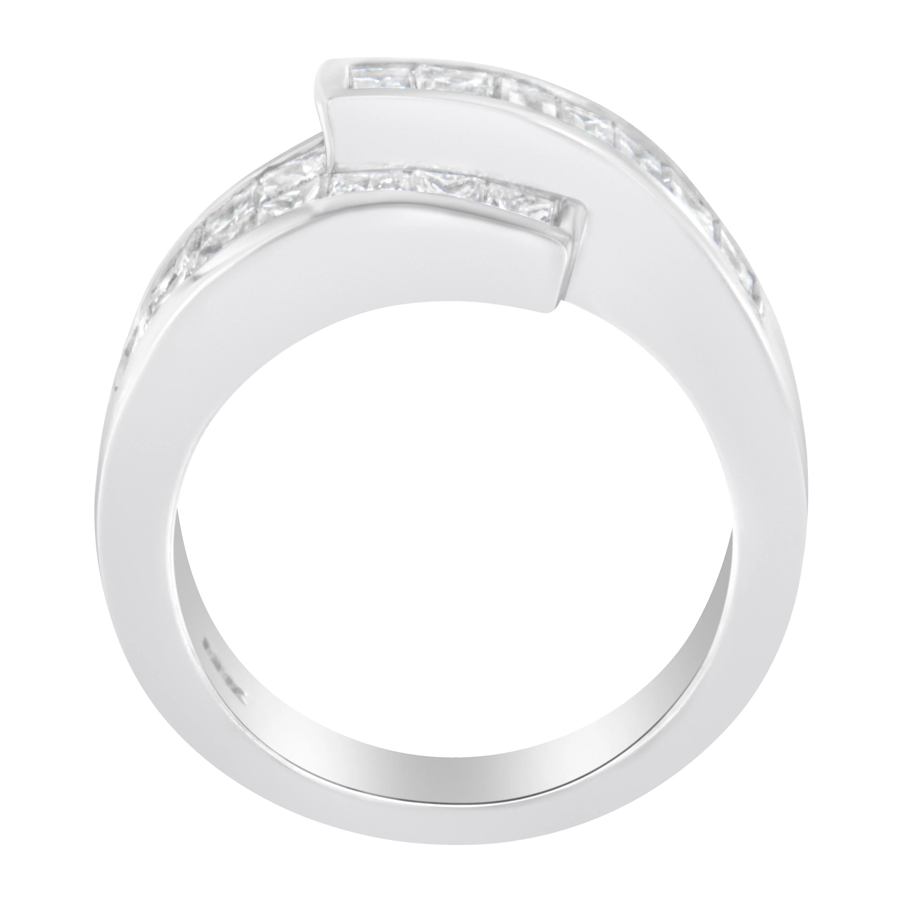 14K White Gold 2.0 Cttw Channel-Set Princess and Baguette-Cut Diamond Bypass Ring Band (G-H Color, SI1-SI2 Clarity) - Ring Size 6.5 - Image 3