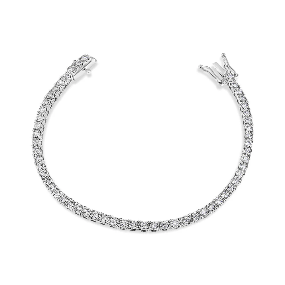 14K White Gold 2.0 Cttw Miracle Set Round-Cut Lab Grown Diamond Illusion 7" Tennis Bracelet (F-G Color, VS2-SI1 Clarity) - Image 2