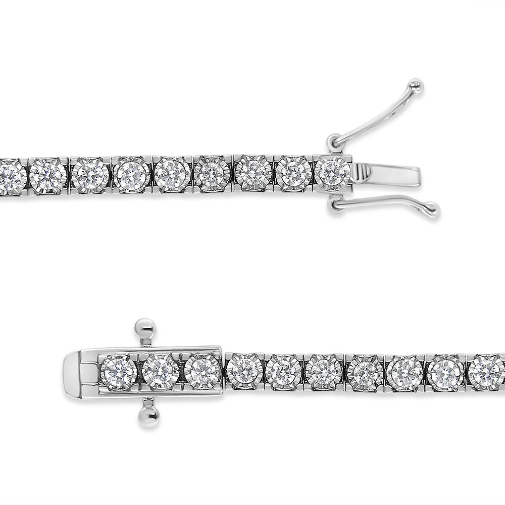 14K White Gold 2.0 Cttw Miracle Set Round-Cut Lab Grown Diamond Illusion 7" Tennis Bracelet (F-G Color, VS2-SI1 Clarity) - Image 3
