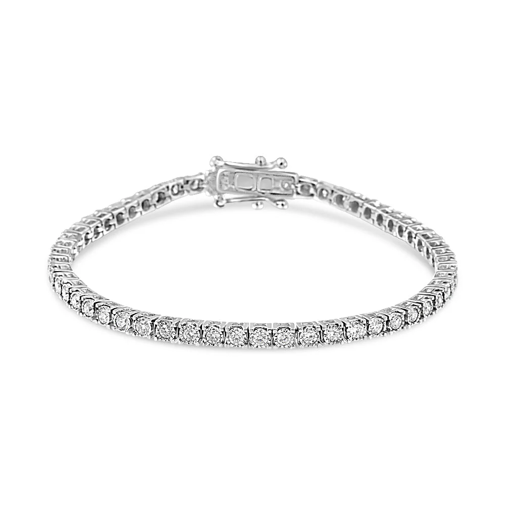 14K White Gold 2.0 Cttw Miracle Set Round-Cut Lab Grown Diamond Illusion 7" Tennis Bracelet (F-G Color, VS2-SI1 Clarity) - Image 6
