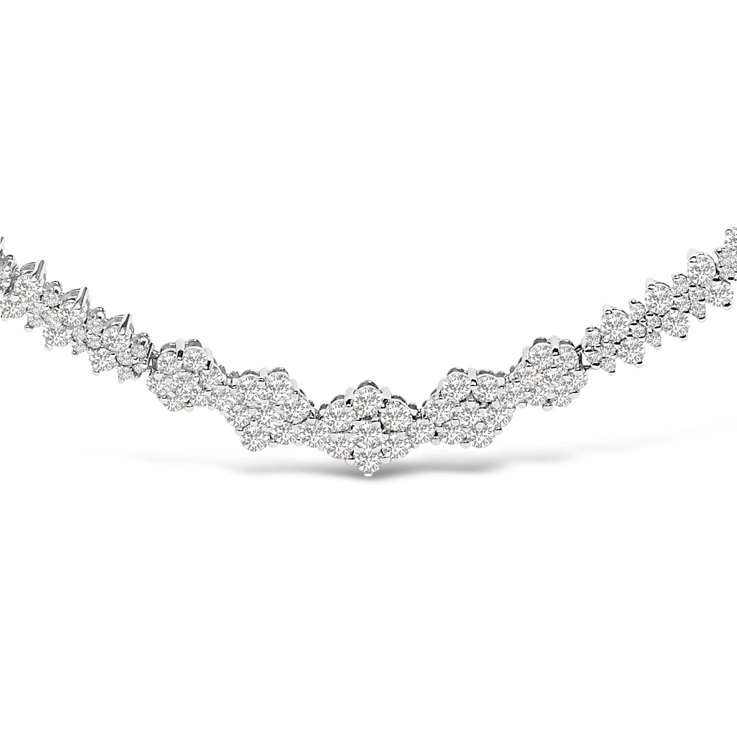 14K White Gold 2.00 Cttw Diamond Composite Cluster Bar Necklace (H-I Color, I2-I3 Clarity) - 18" Inches - Image 2