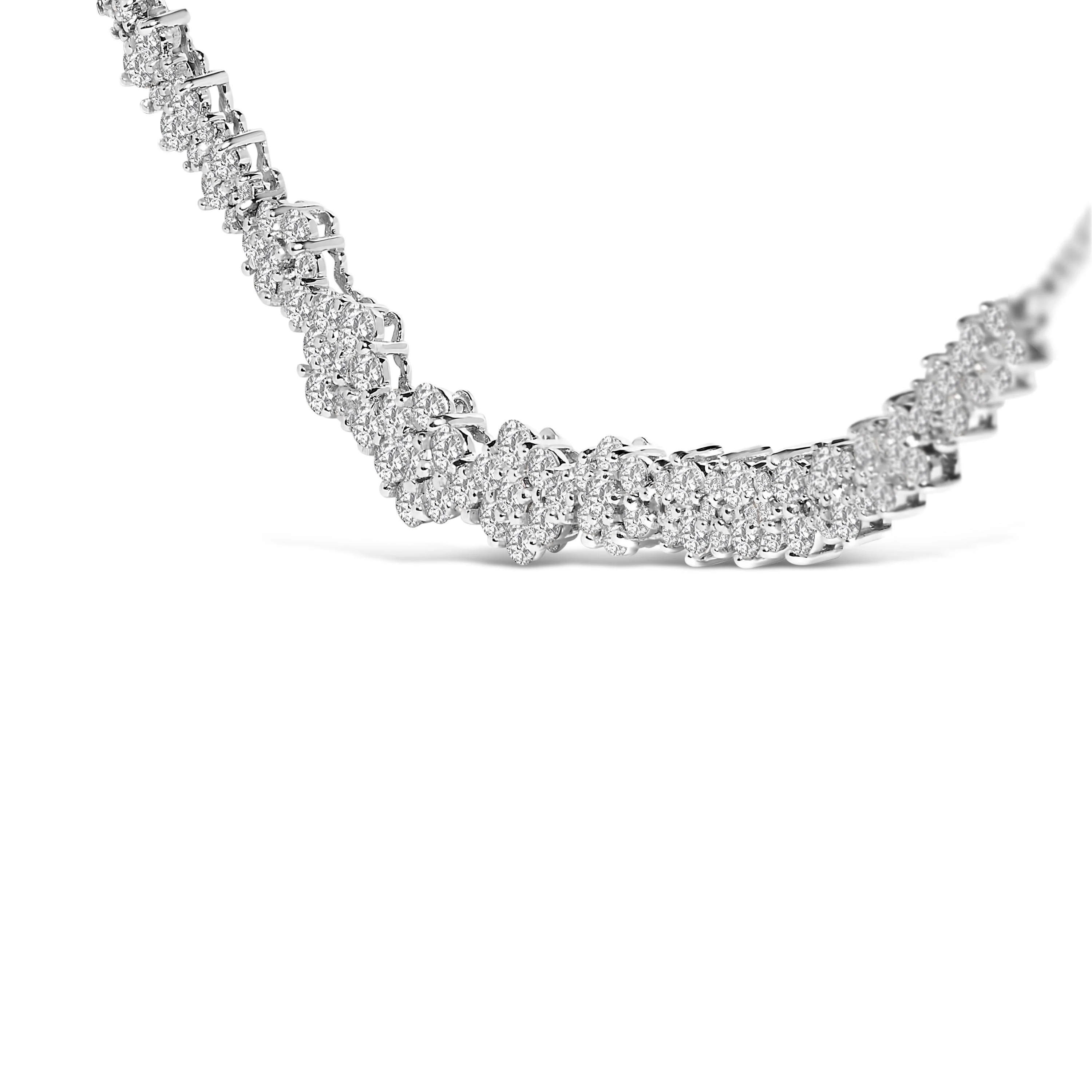 14K White Gold 2.00 Cttw Diamond Composite Cluster Bar Necklace (H-I Color, I2-I3 Clarity) - 18" Inches - Image 3