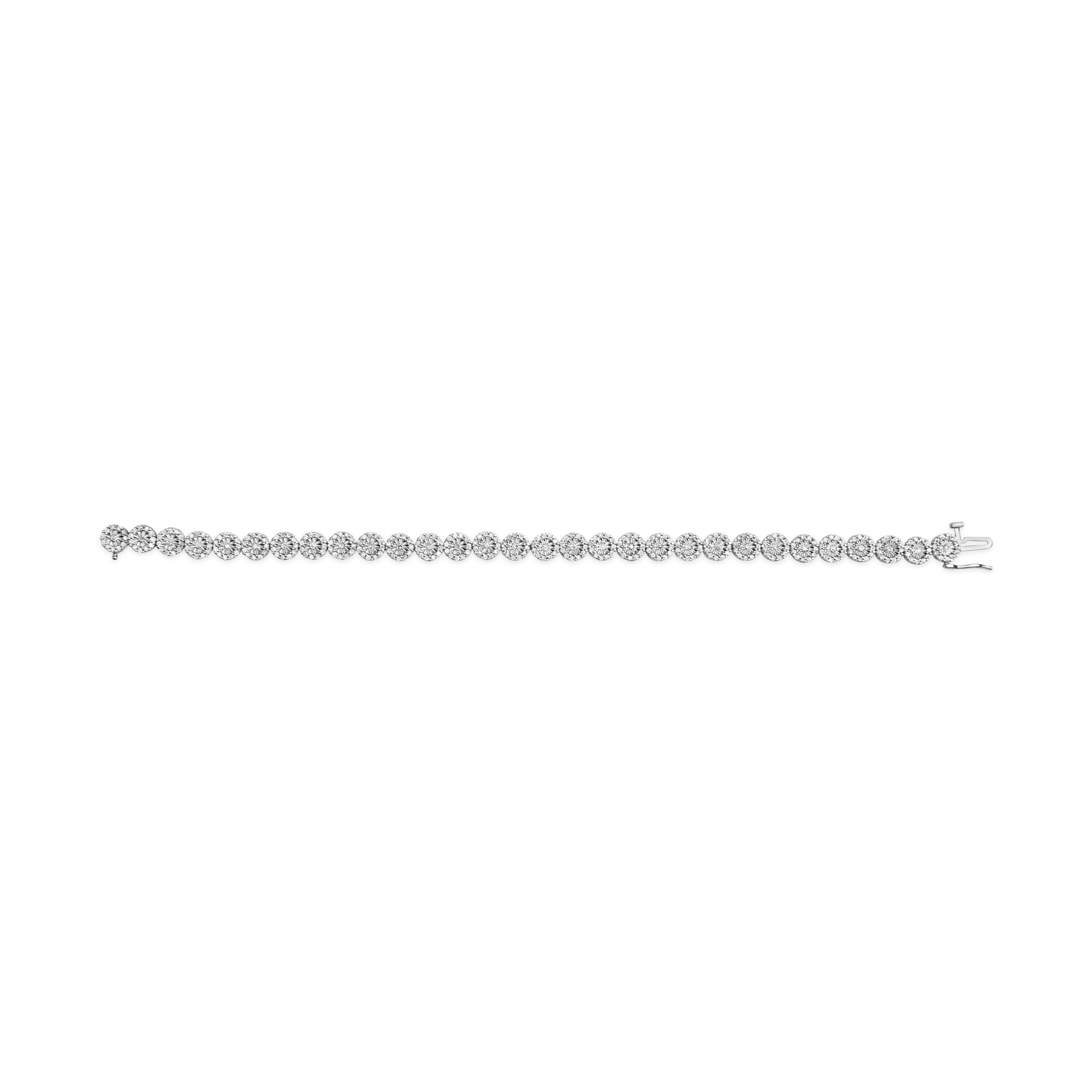 14K White Gold 2.00 Cttw Diamond Halo Link Tennis Bracelet (H-I Color, I1-I2 Clarity) - 7" Inches - Image 4