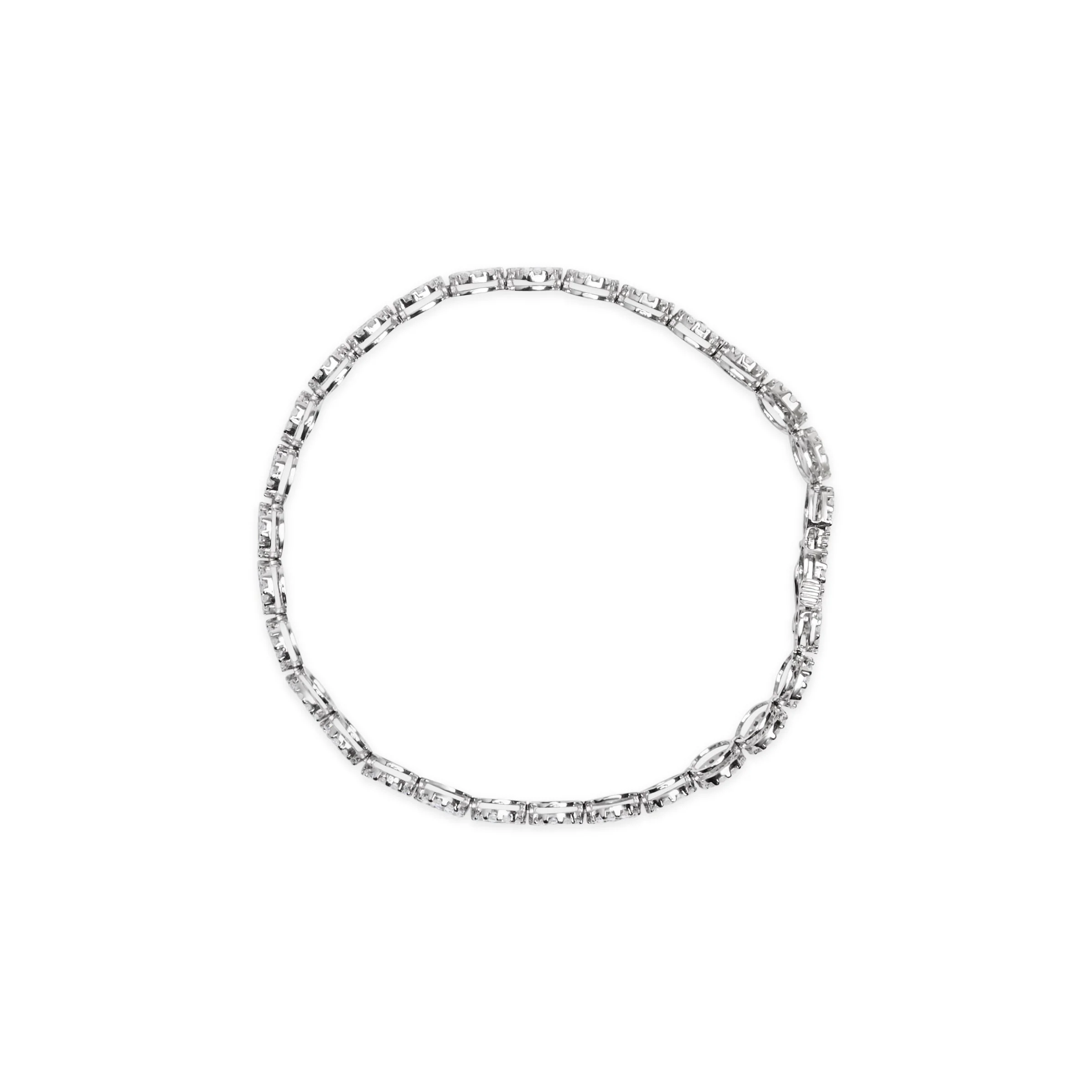 14K White Gold 2.00 Cttw Diamond Halo Link Tennis Bracelet (H-I Color, I1-I2 Clarity) - 7" Inches - Image 7