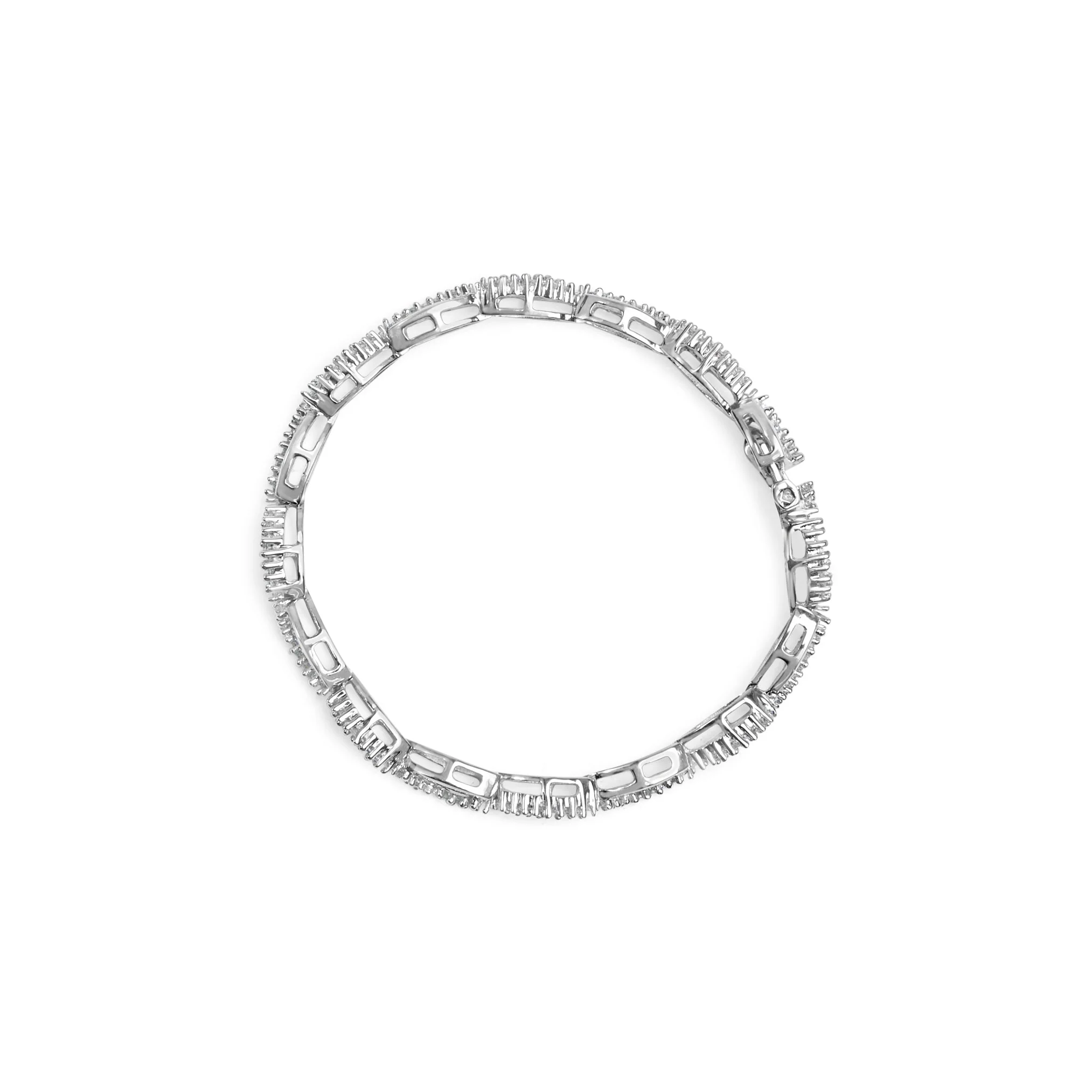 14K White Gold 2.00 Cttw Diamond Swirl and Pear Shape Link Bracelet (I-J Color, I2-I3 Clarity) - 7" - Image 3
