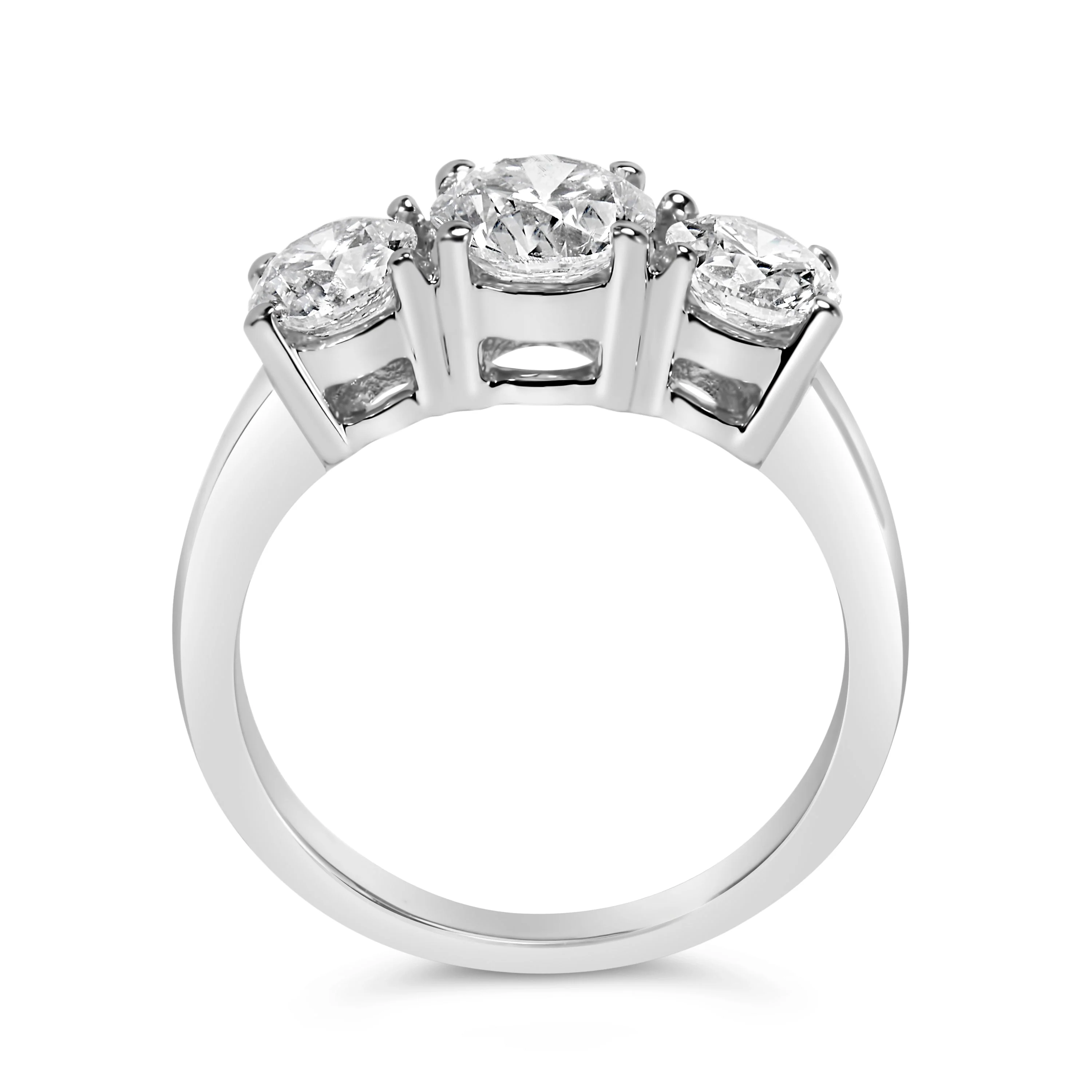 14K White Gold 2.00 Cttw Lab Grown Diamond 3 Stone Ring Band (F-G Color, VS1-VS2 Clarity) - Ring Size 7 - Image 10