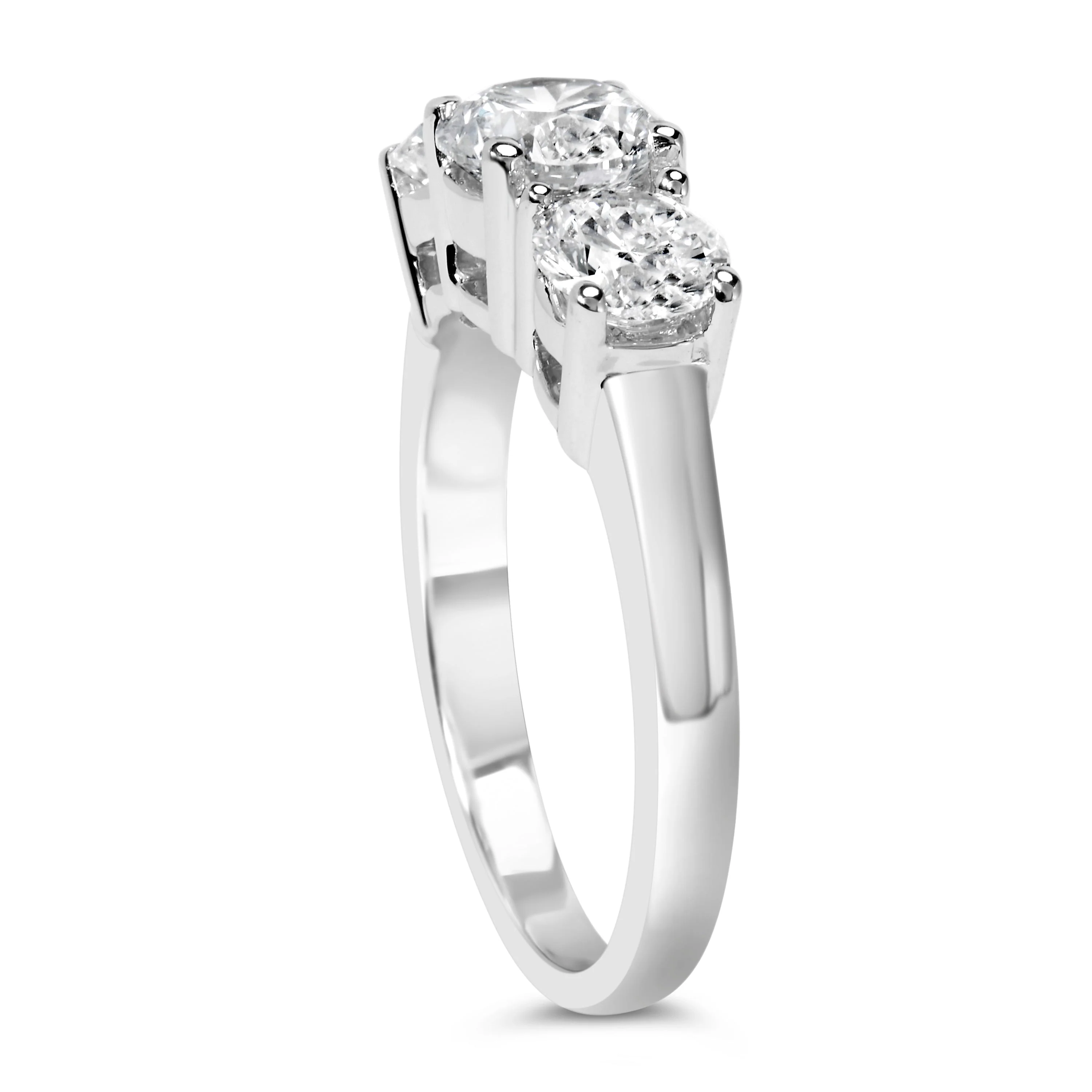 14K White Gold 2.00 Cttw Lab Grown Diamond 3 Stone Ring Band (F-G Color, VS1-VS2 Clarity) - Ring Size 7 - Image 4