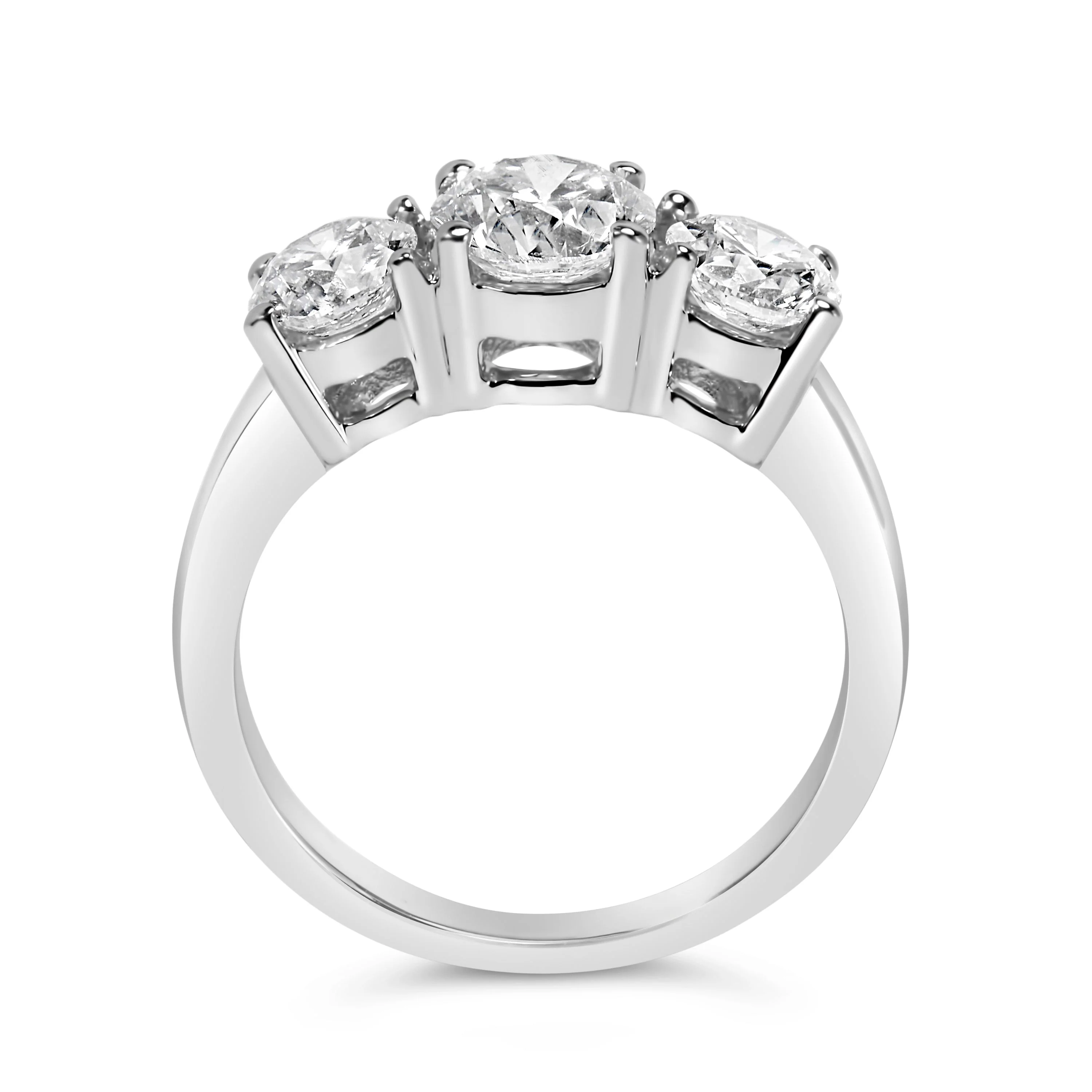 14K White Gold 2.00 Cttw Lab Grown Diamond 3 Stone Ring Band (F-G Color, VS1-VS2 Clarity) - Ring Size 7 - Image 5
