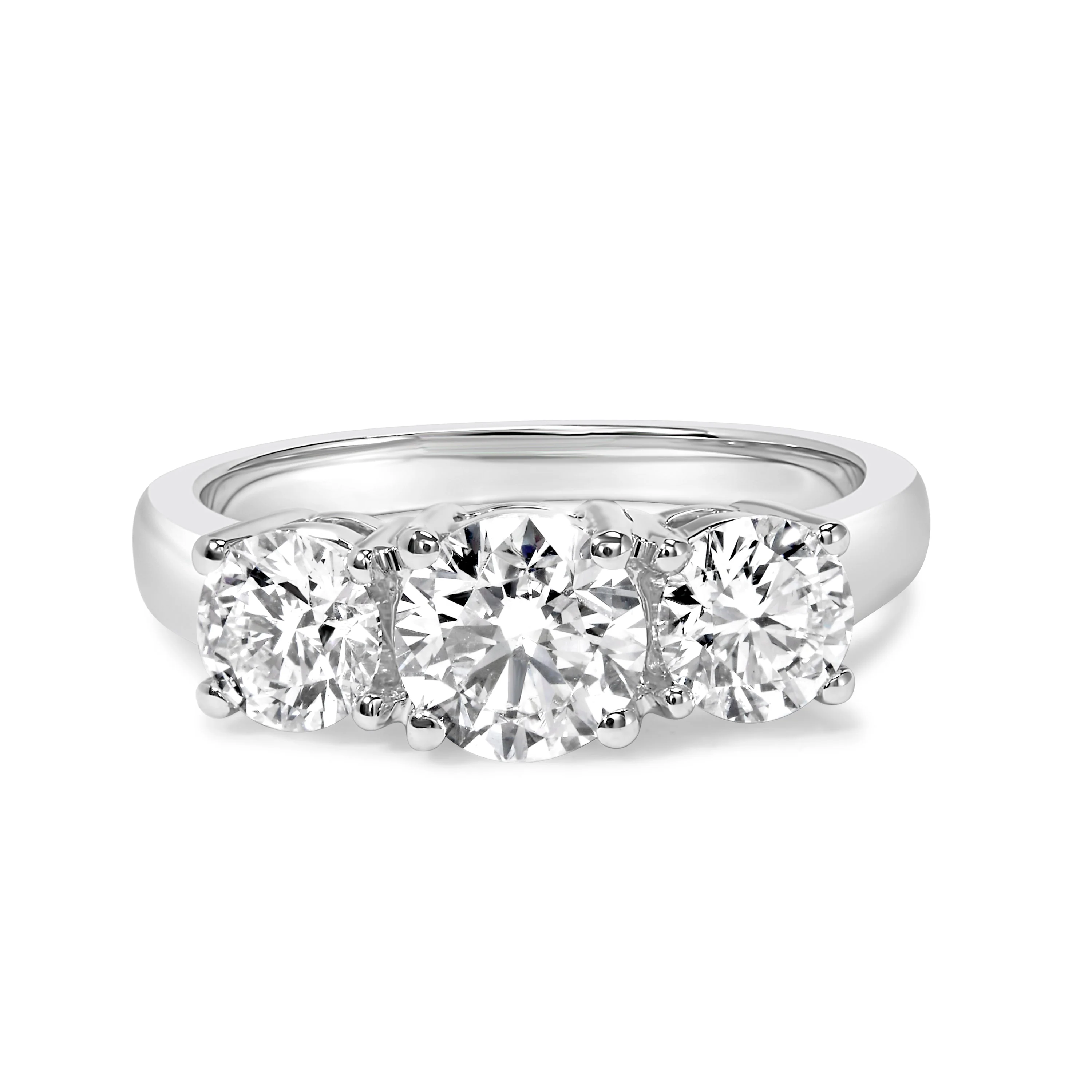 14K White Gold 2.00 Cttw Lab Grown Diamond 3 Stone Ring Band (F-G Color, VS1-VS2 Clarity) - Ring Size 7 - Image 6