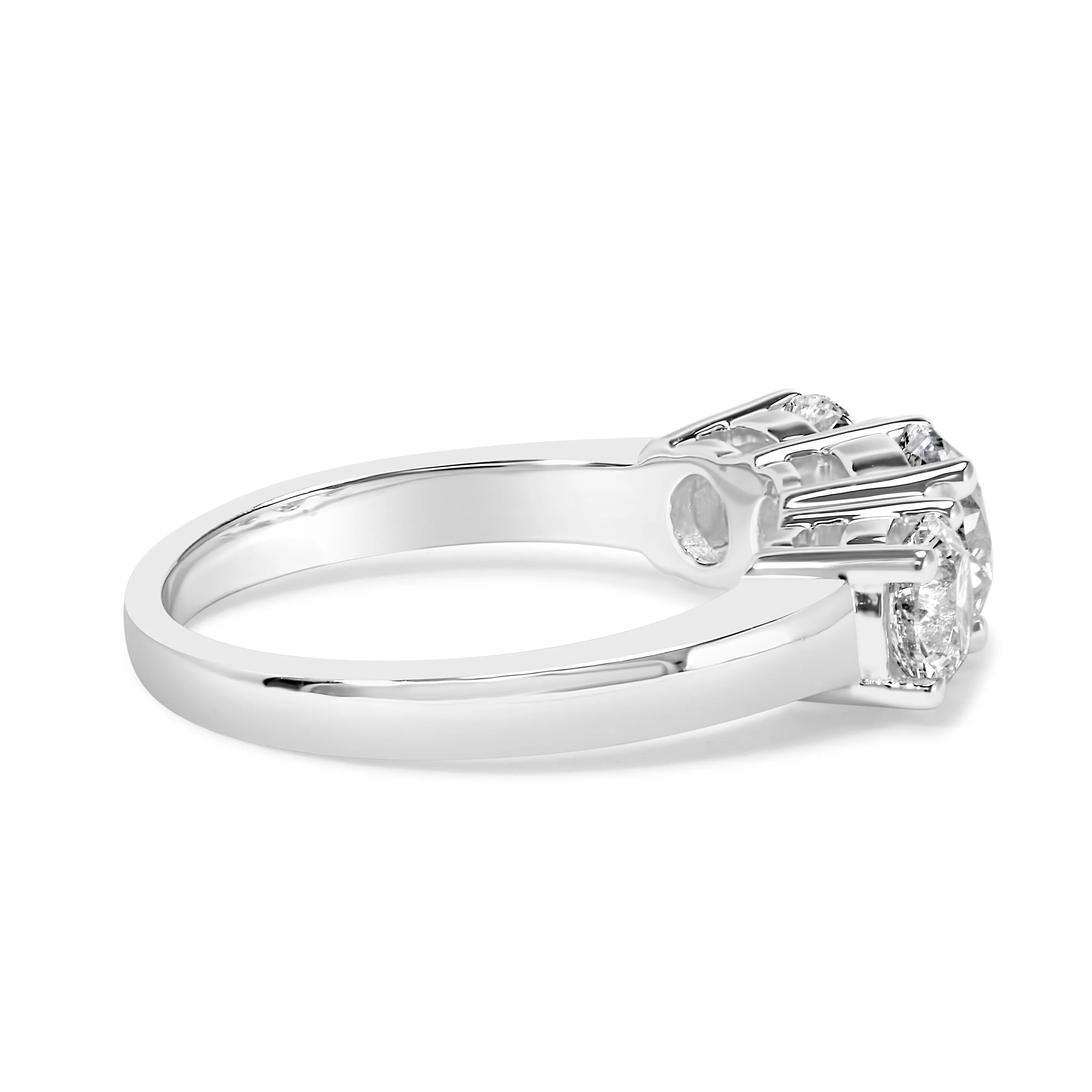 14K White Gold 2.00 Cttw Lab Grown Diamond 3 Stone Ring Band (F-G Color, VS1-VS2 Clarity) - Ring Size 7 - Image 7