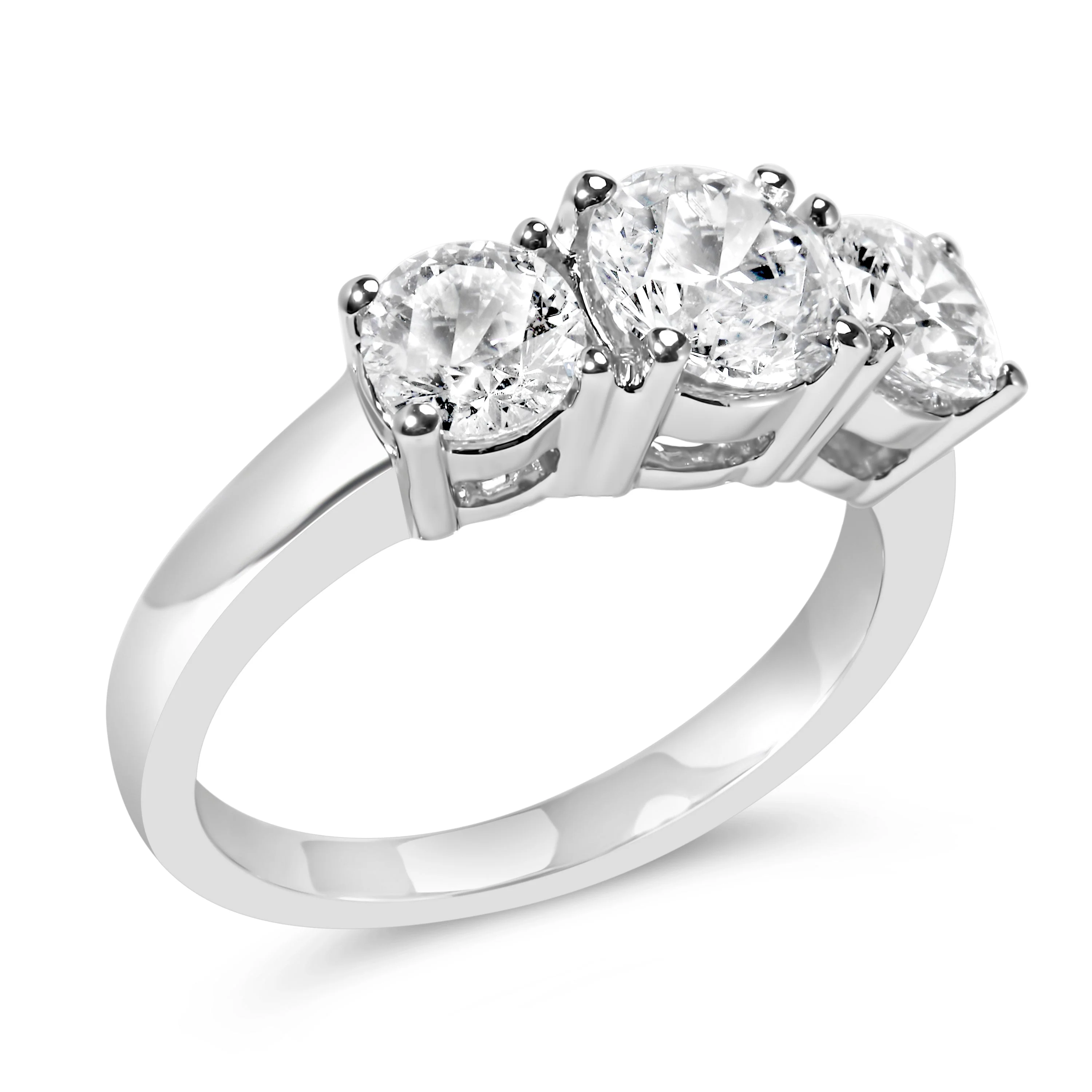 14K White Gold 2.00 Cttw Lab Grown Diamond 3 Stone Ring Band (F-G Color, VS1-VS2 Clarity) - Ring Size 7 - Image 8