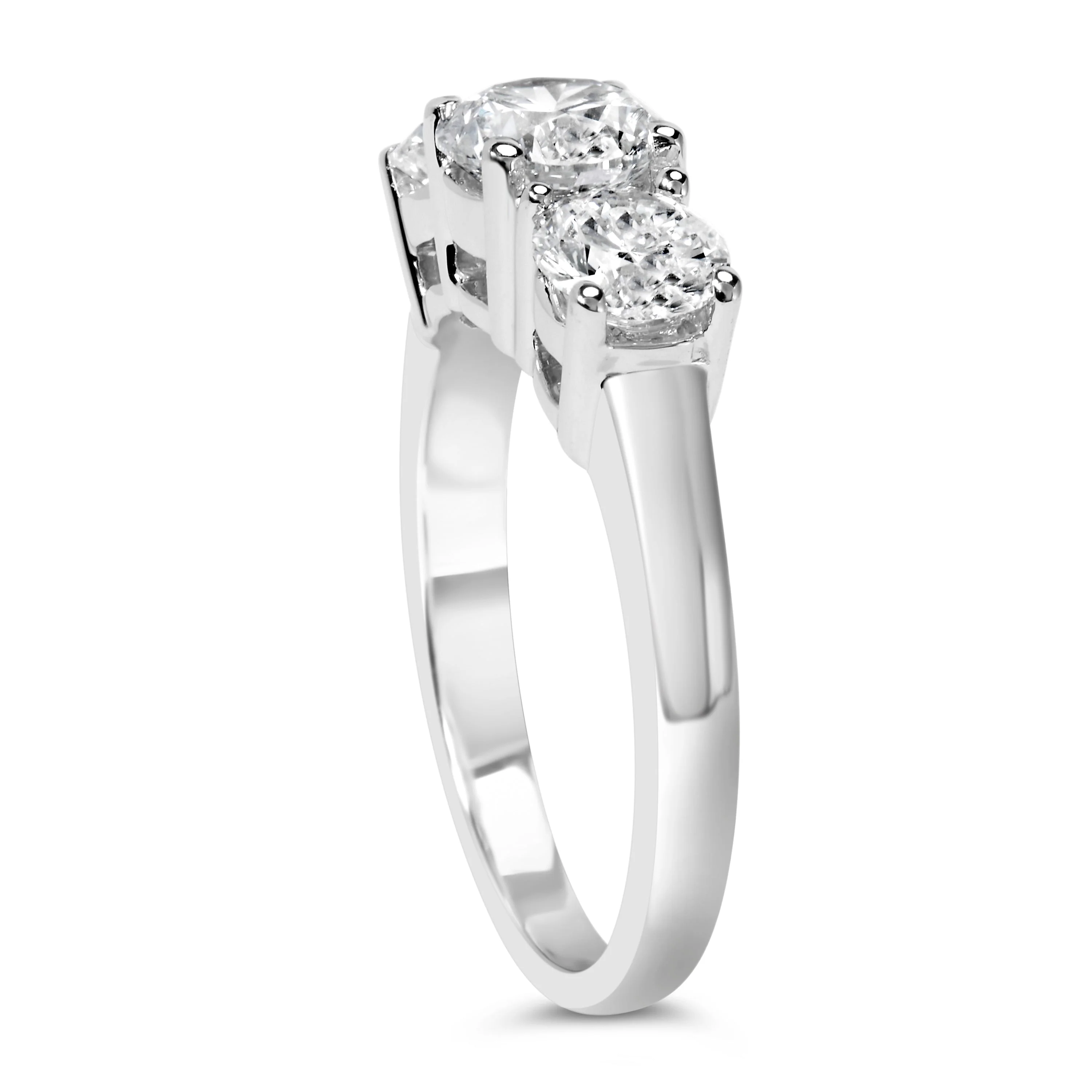 14K White Gold 2.00 Cttw Lab Grown Diamond 3 Stone Ring Band (F-G Color, VS1-VS2 Clarity) - Ring Size 7 - Image 9