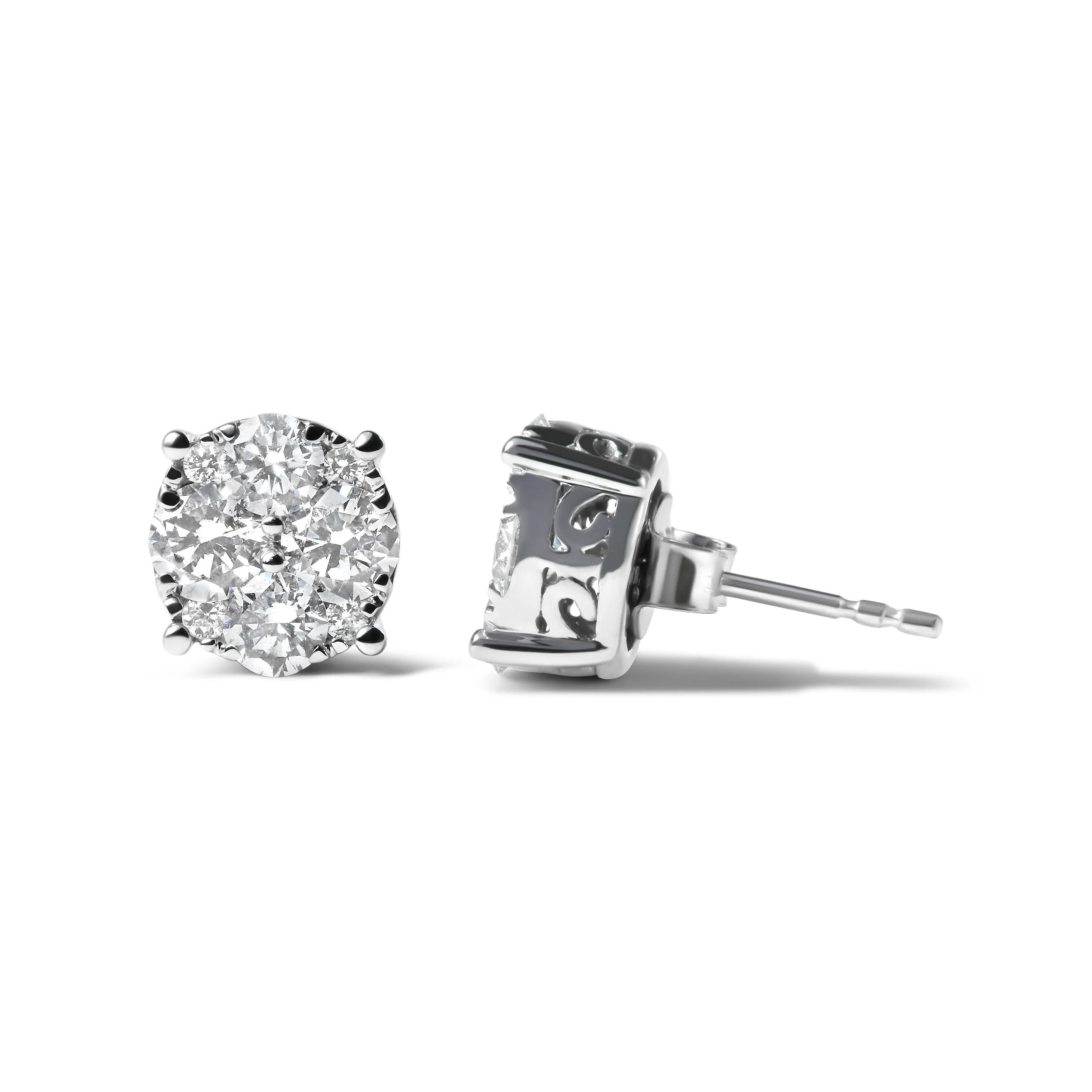 14K White Gold 2.00 Cttw Lab Grown Diamond Cluster Stud Earrings (G-H Color, VS1-VS2 Clarity) - Image 6