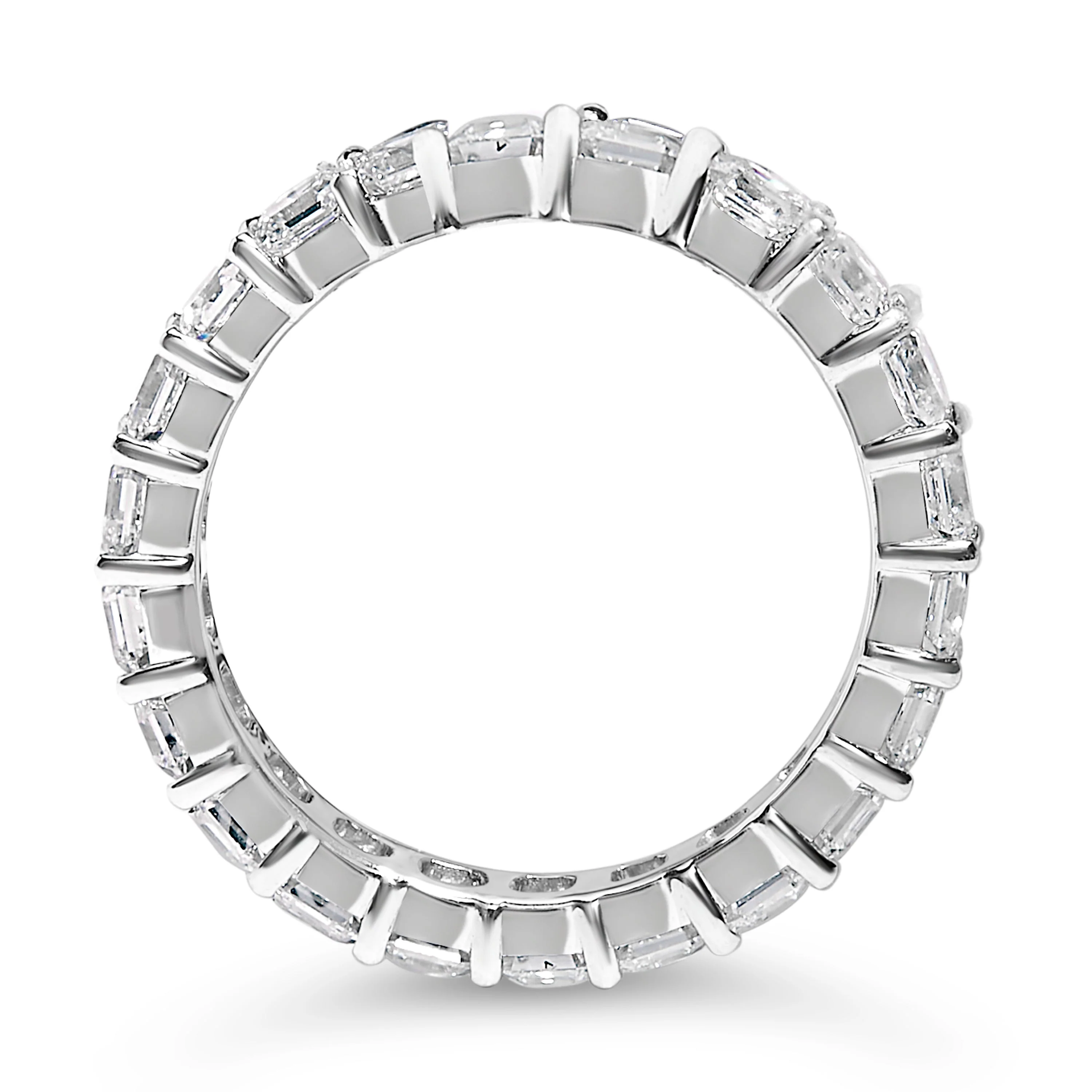 14K White Gold 2 1/3 Cttw Asscher Cut Lab Grown Diamond Eternity Band Ring (E-F Color, VS1-VS2 Clarity) - Ring Size 5.5 - Image 2