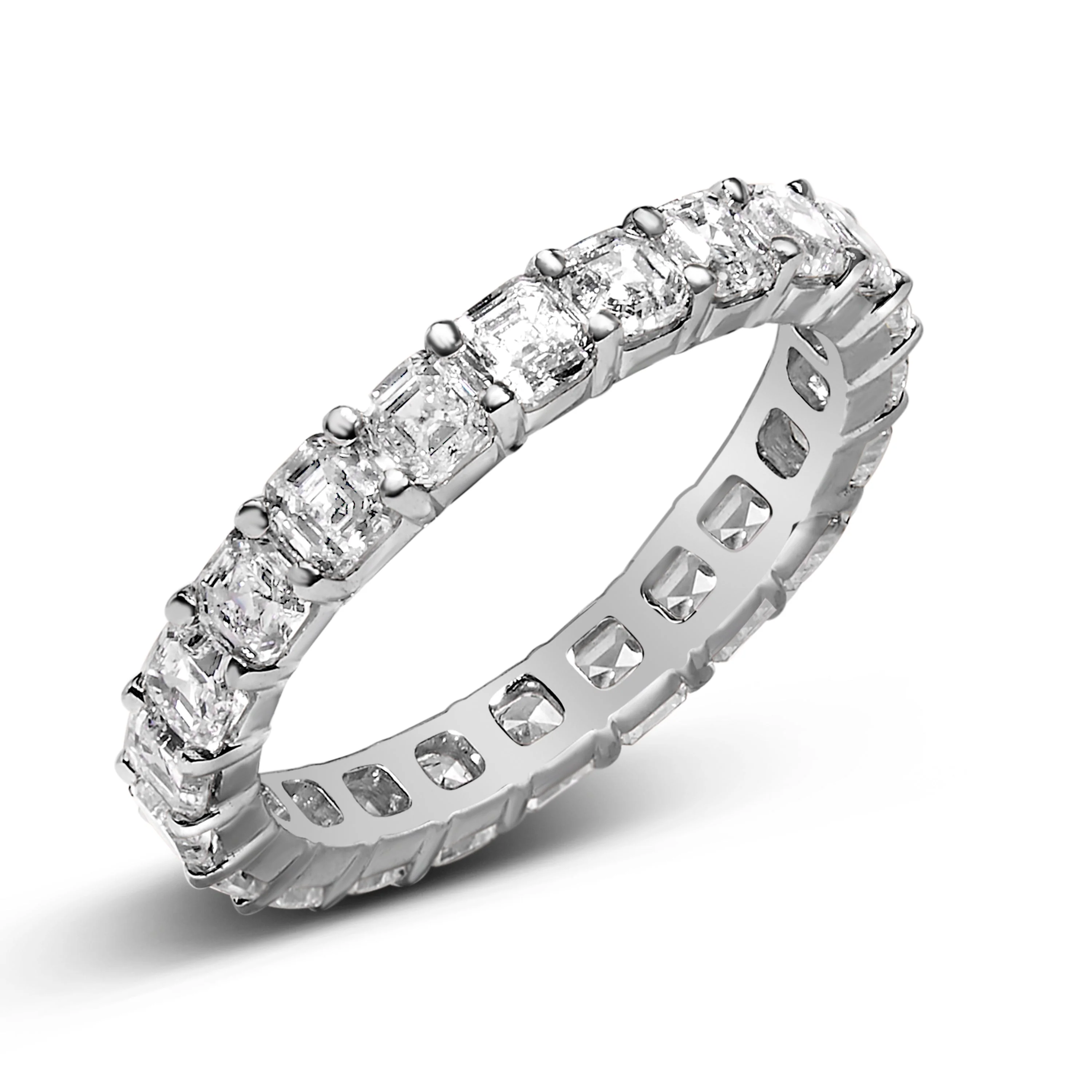 14K White Gold 2 1/3 Cttw Asscher Cut Lab Grown Diamond Eternity Band Ring (E-F Color, VS1-VS2 Clarity) - Ring Size 5.5 - Image 3