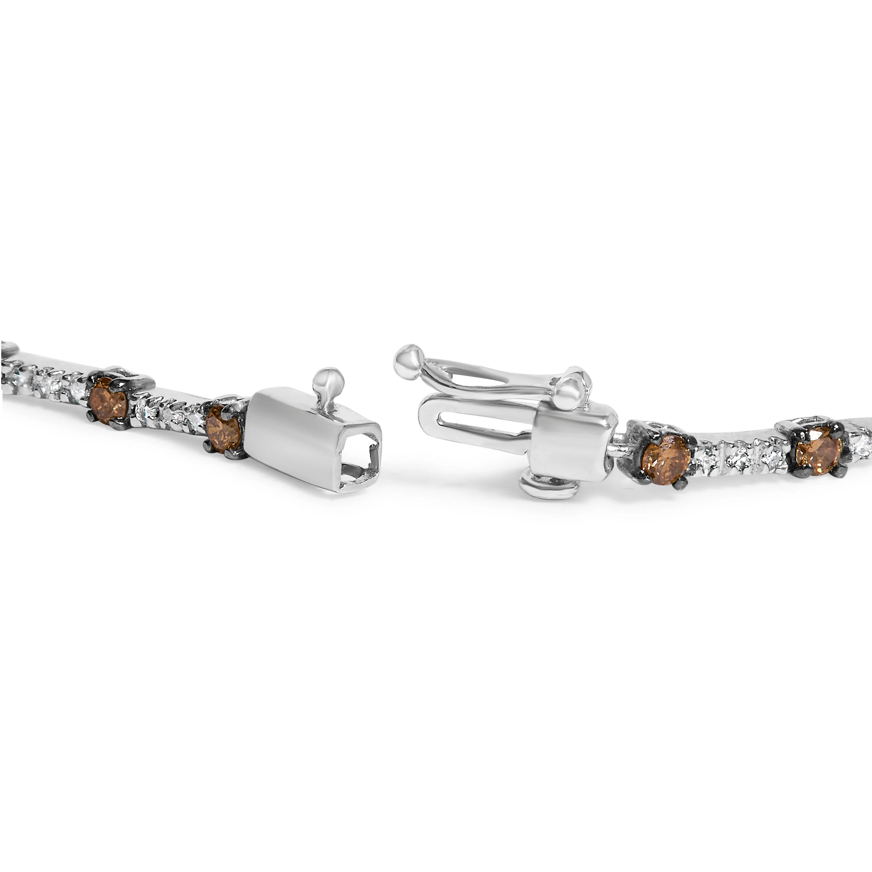 14k White Gold 2 1/4 Cttw Champagne Diamond Bar Link 7" Bracelet (Champagne Color, I1-I2 Clarity) - Image 2