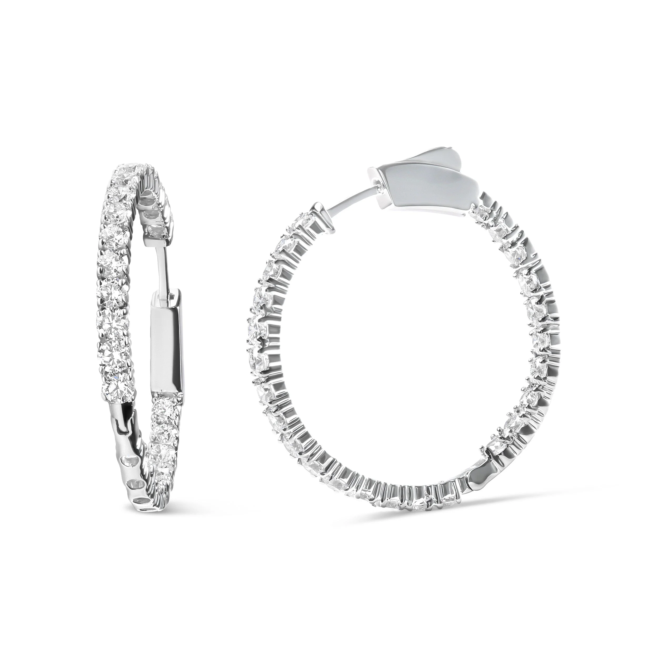 14K White Gold 3.00 Cttw Lab Grown Diamond Inside Out Hoop Earrings (F-G Color, VS1-VS2 Clarity) - Image 3