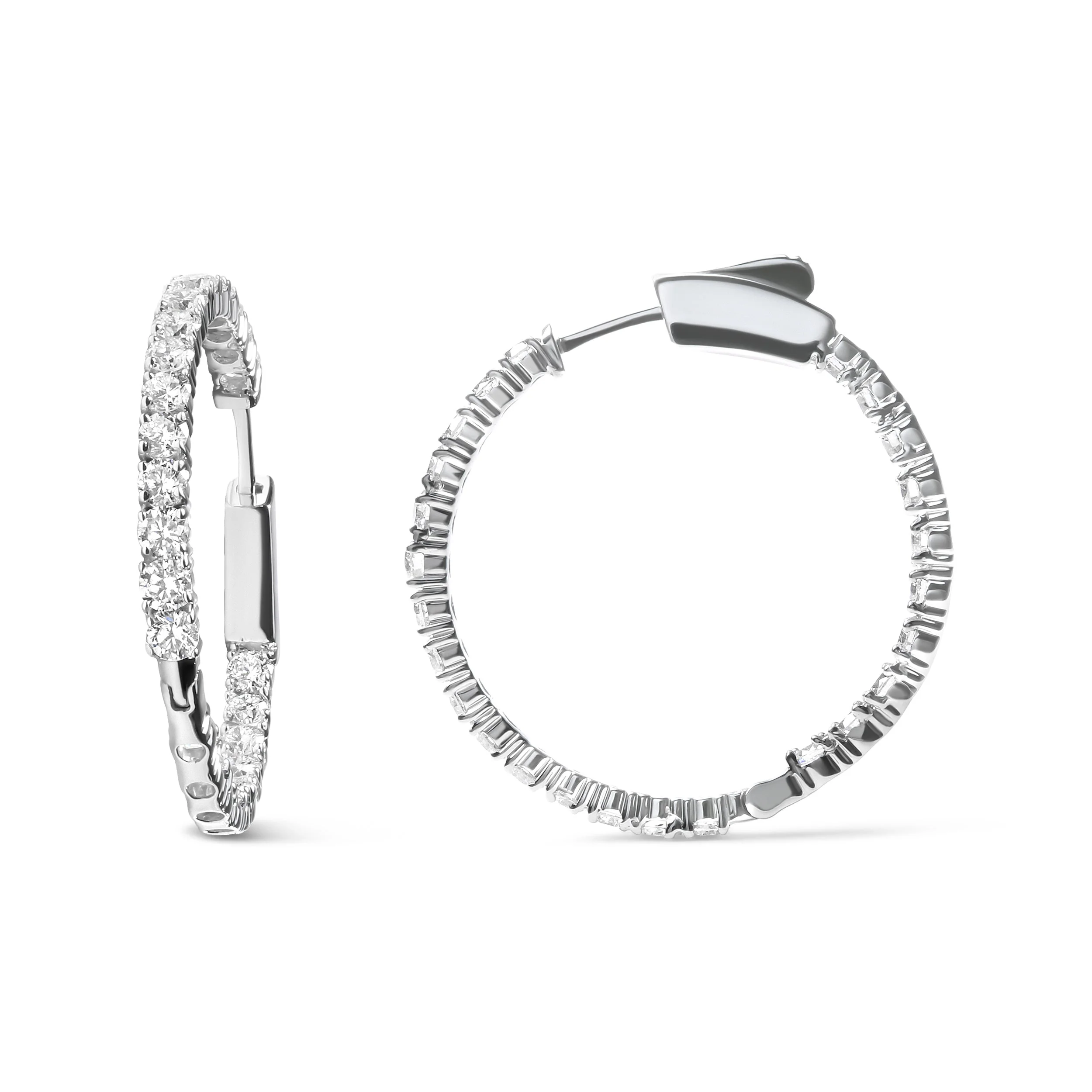 14K White Gold 3.00 Cttw Lab Grown Diamond Inside Out Hoop Earrings (F-G Color, VS1-VS2 Clarity) - Image 5