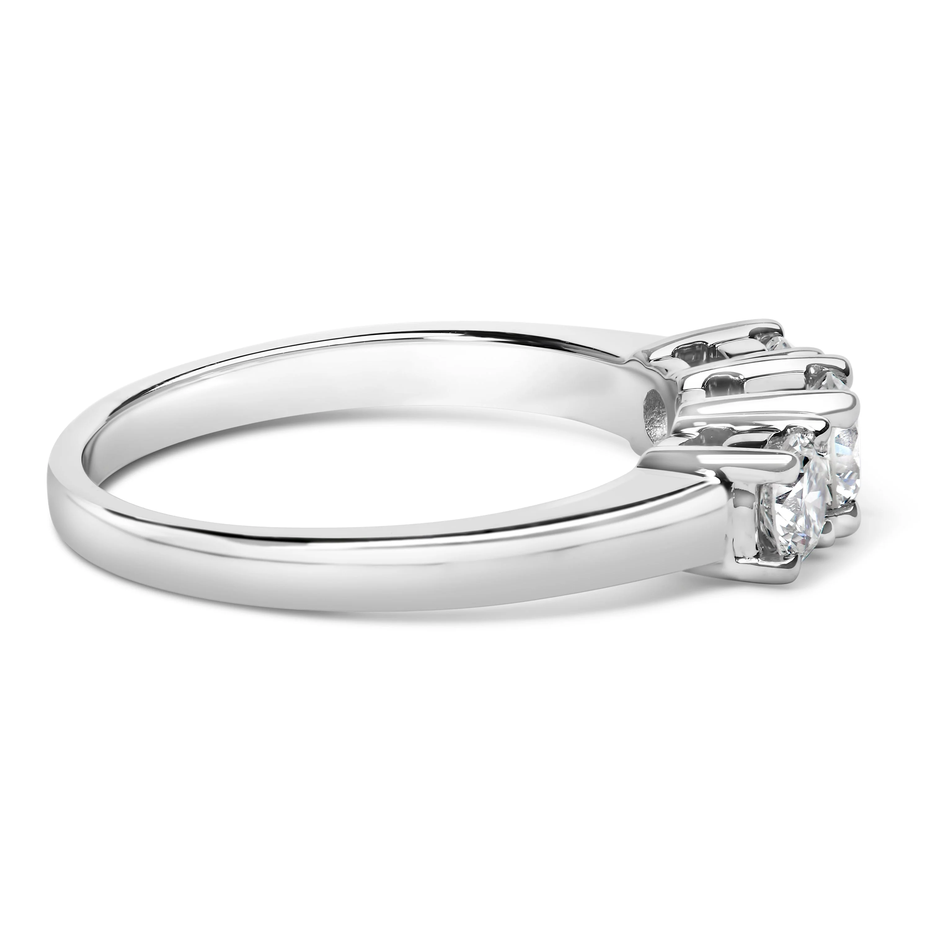 14K White Gold 3/4 Cttw Lab Grown Diamond 3 Stone Ring Band (F-G Color, VS2-SI1 Clarity)- Size 7 - Image 2